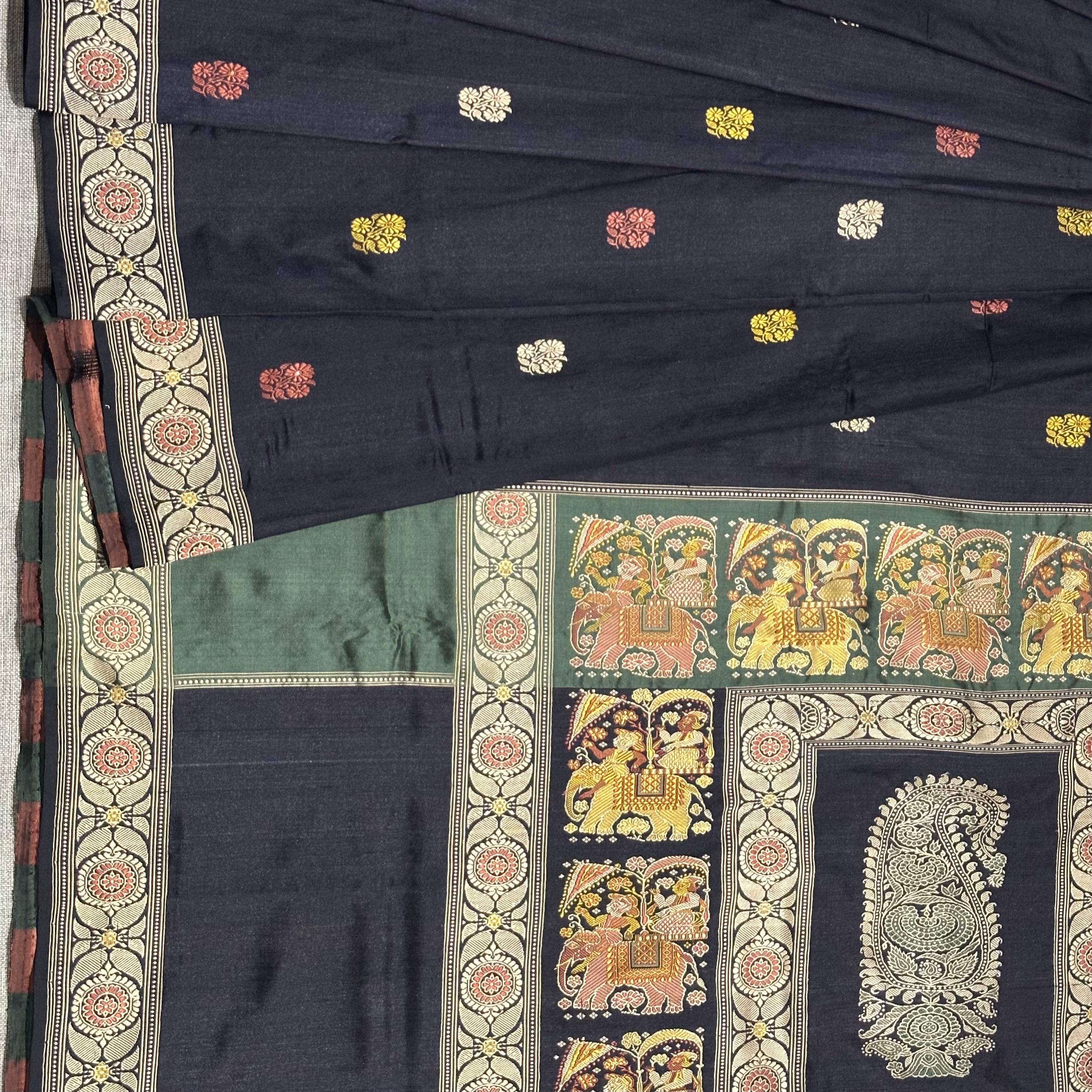 Black Baluchari Saree with Kalka and Motifs in the Palla