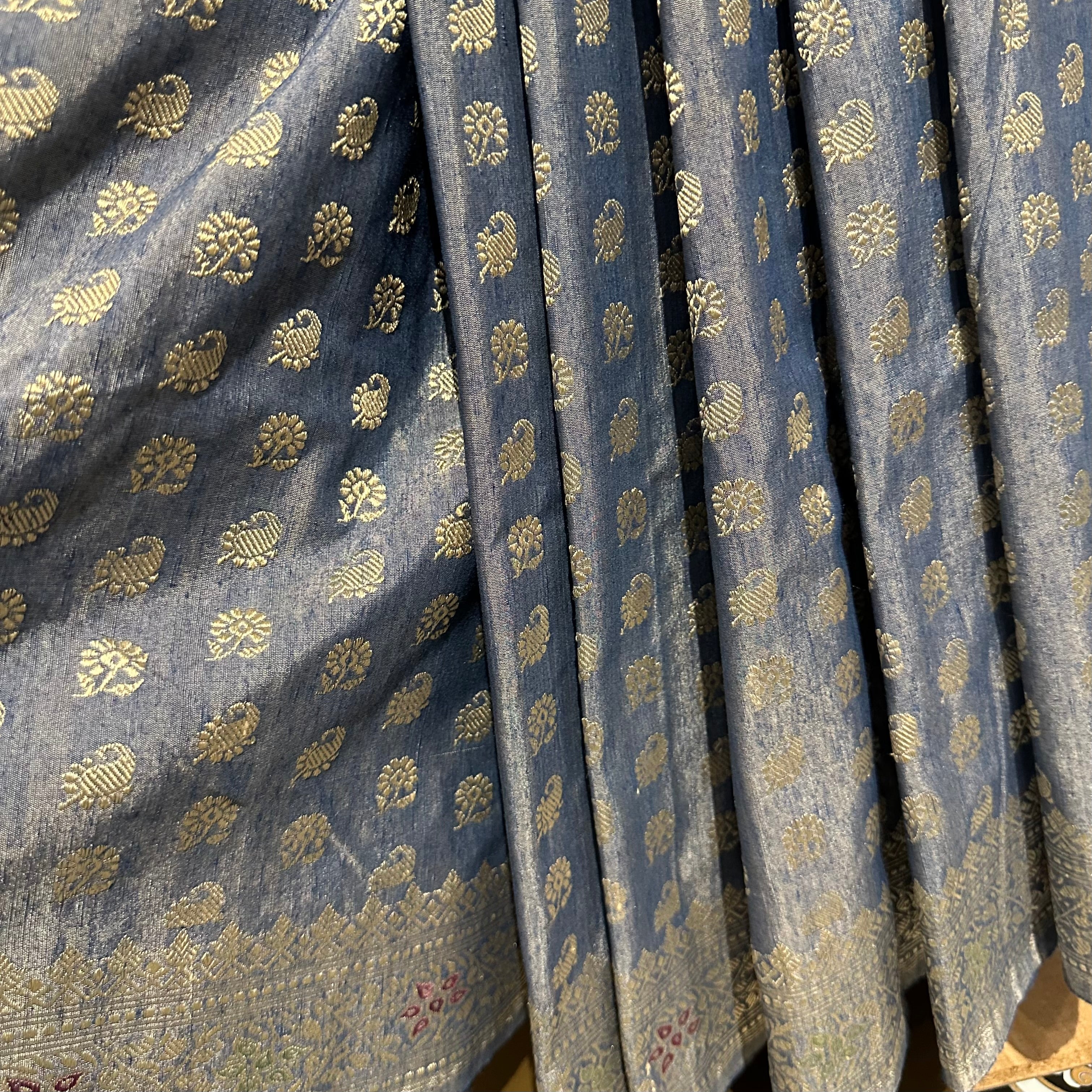 Indigo Eri Baluchari Saree with Paisley in the Palla