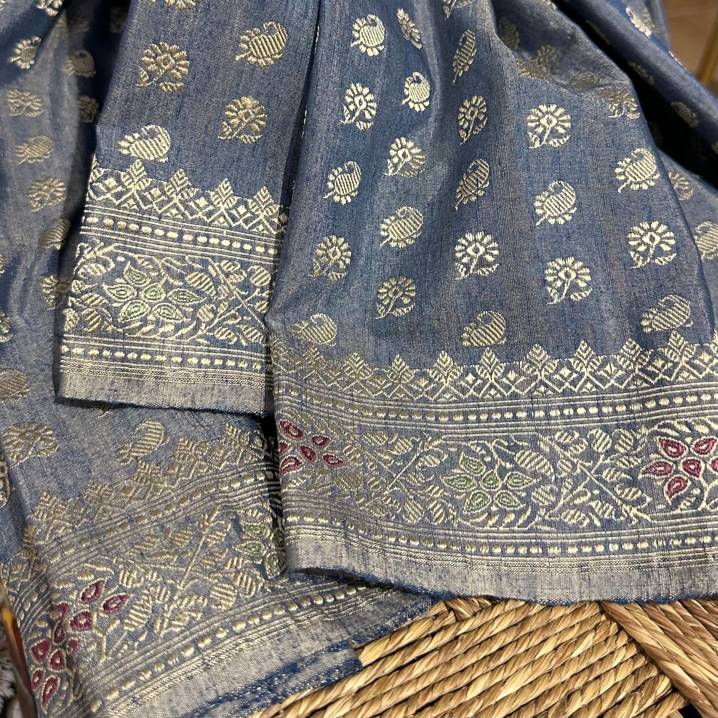 Indigo Eri Baluchari Saree with Paisley in the Palla