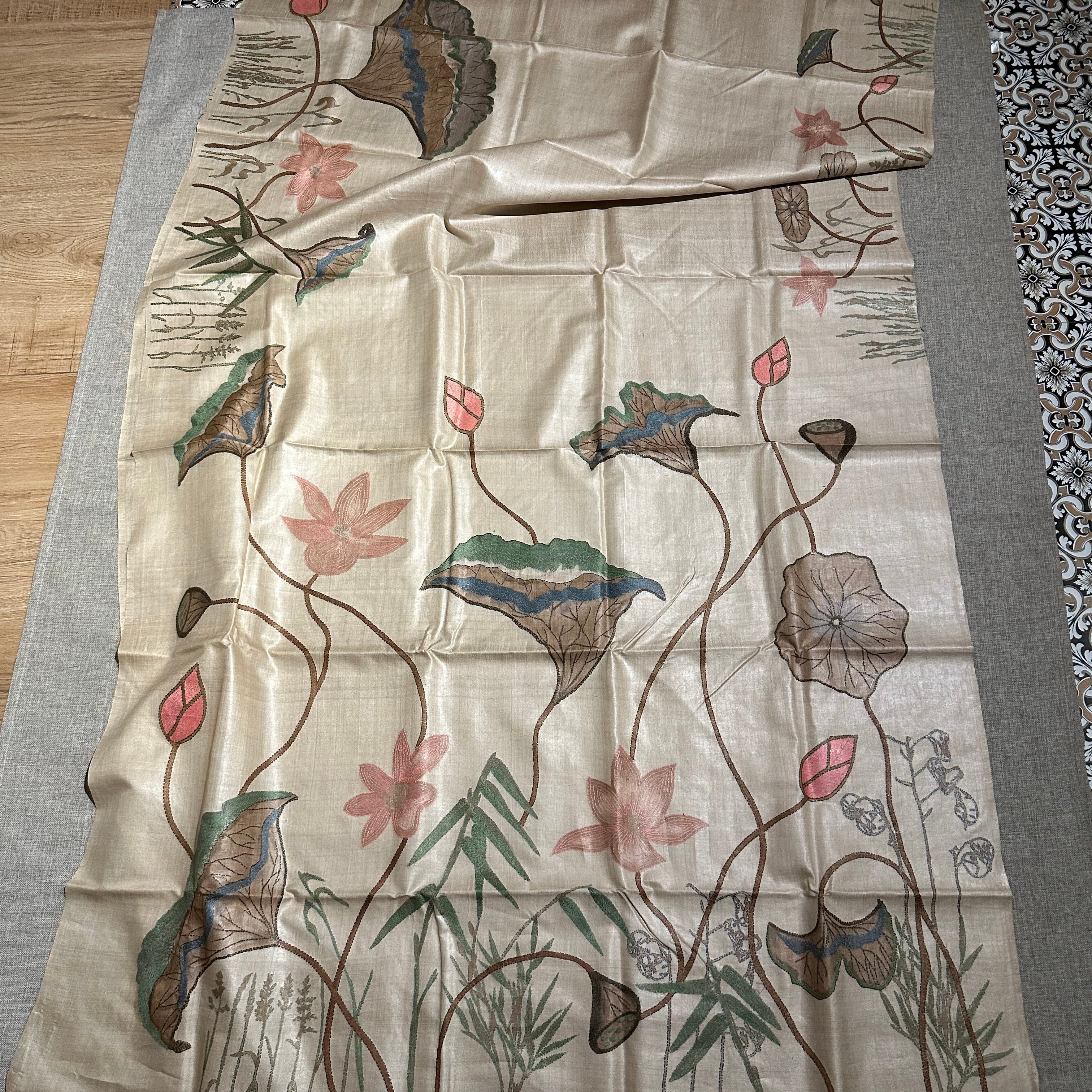 Natural Dyed Handwoven Tussar with Kantha