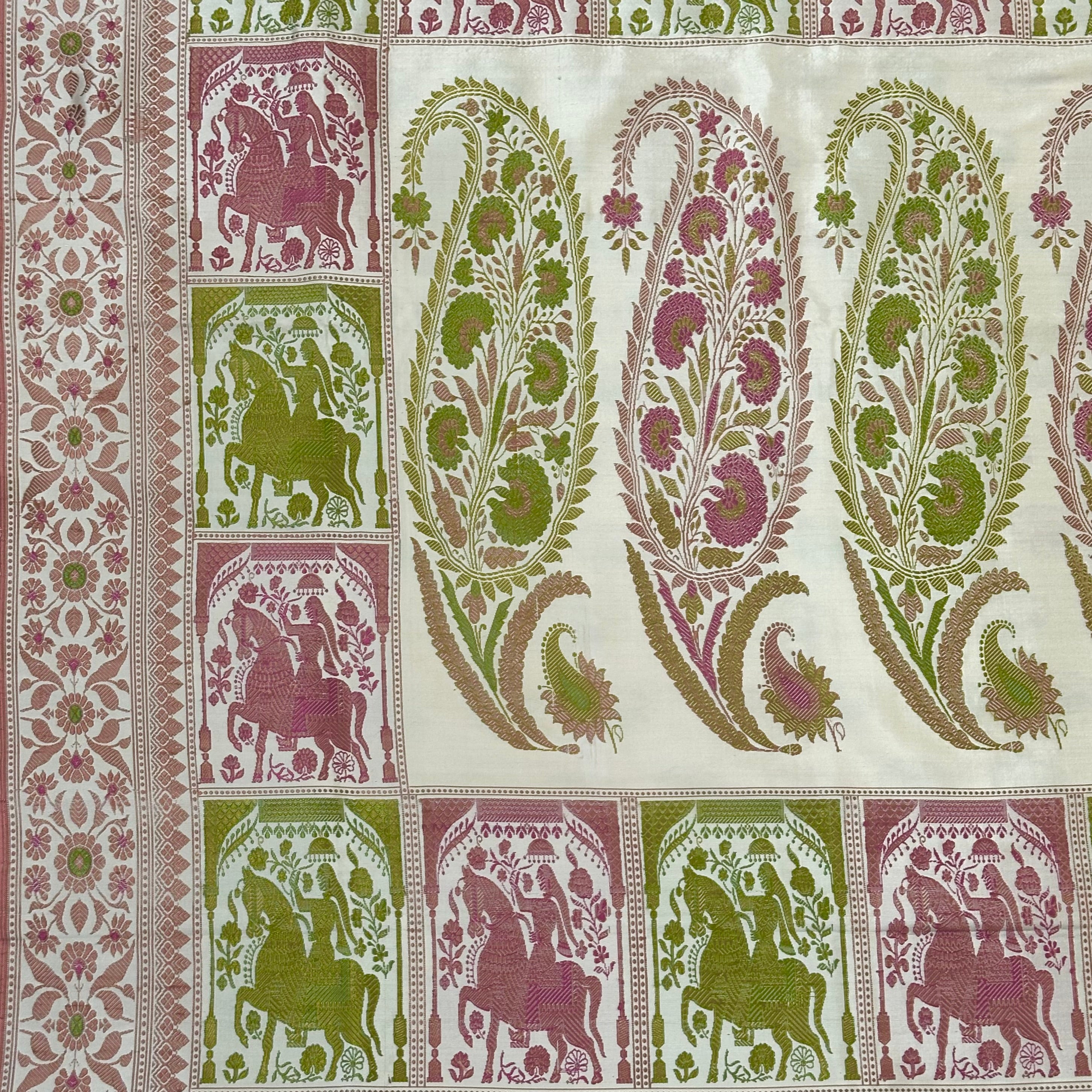 White Revival Baluchari with Big Butis