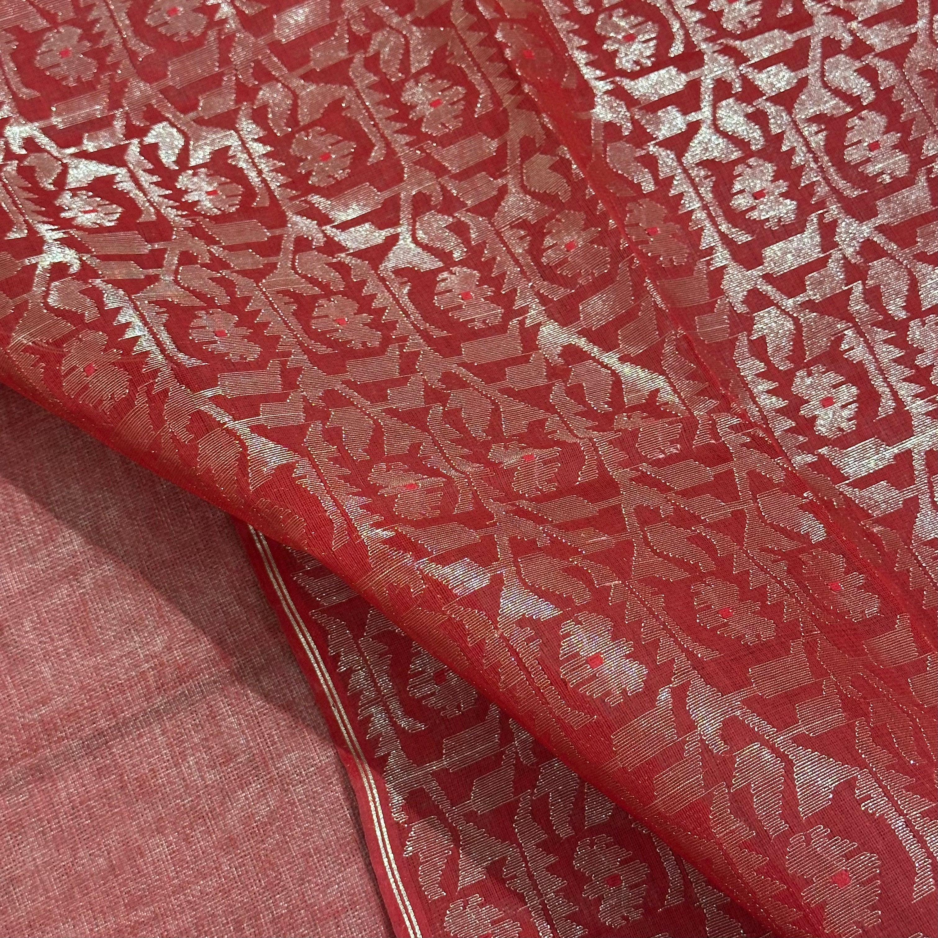 Red with Zari Dhakai Jamdani