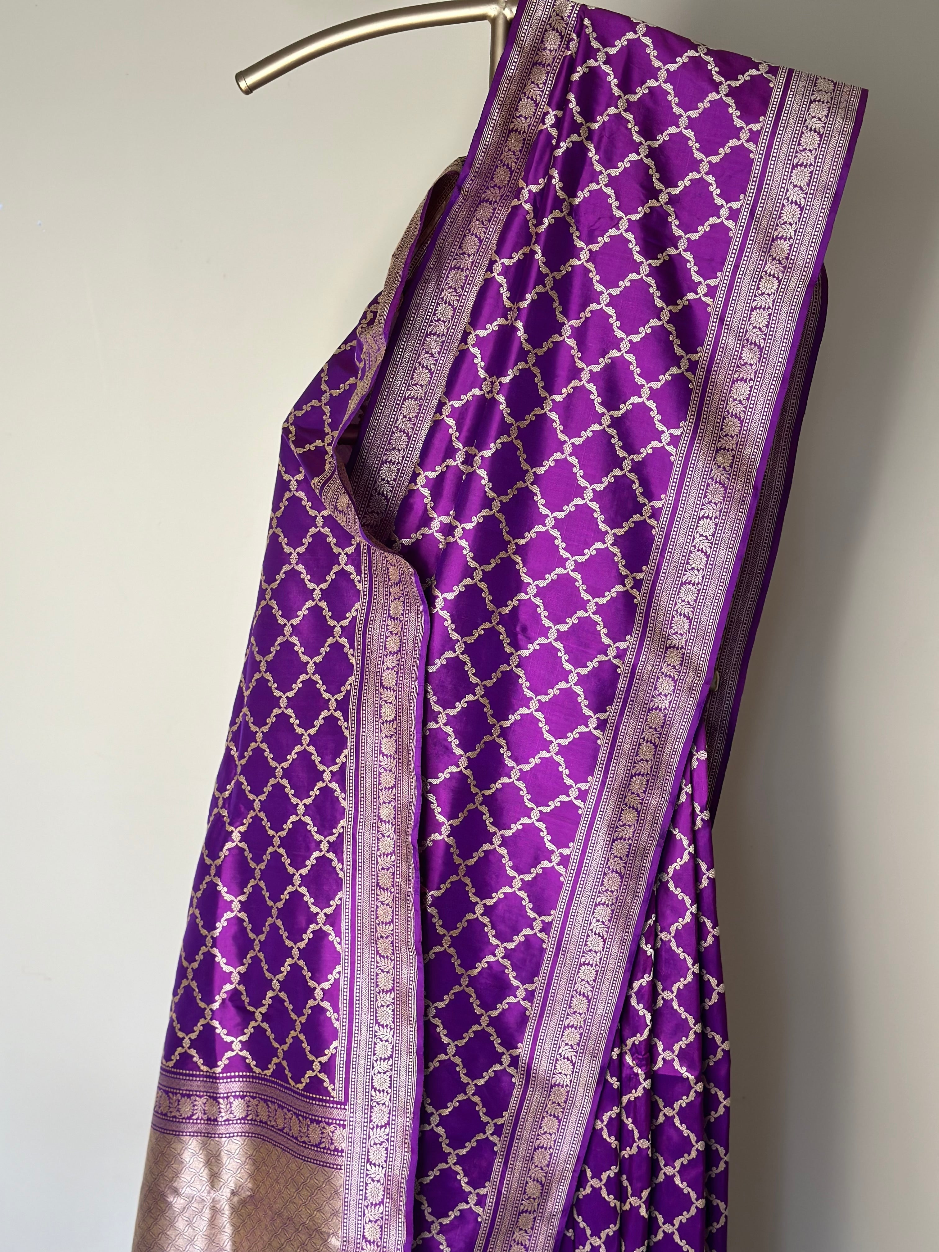 Purple Shot Color Khadwa Jaal Benarasi