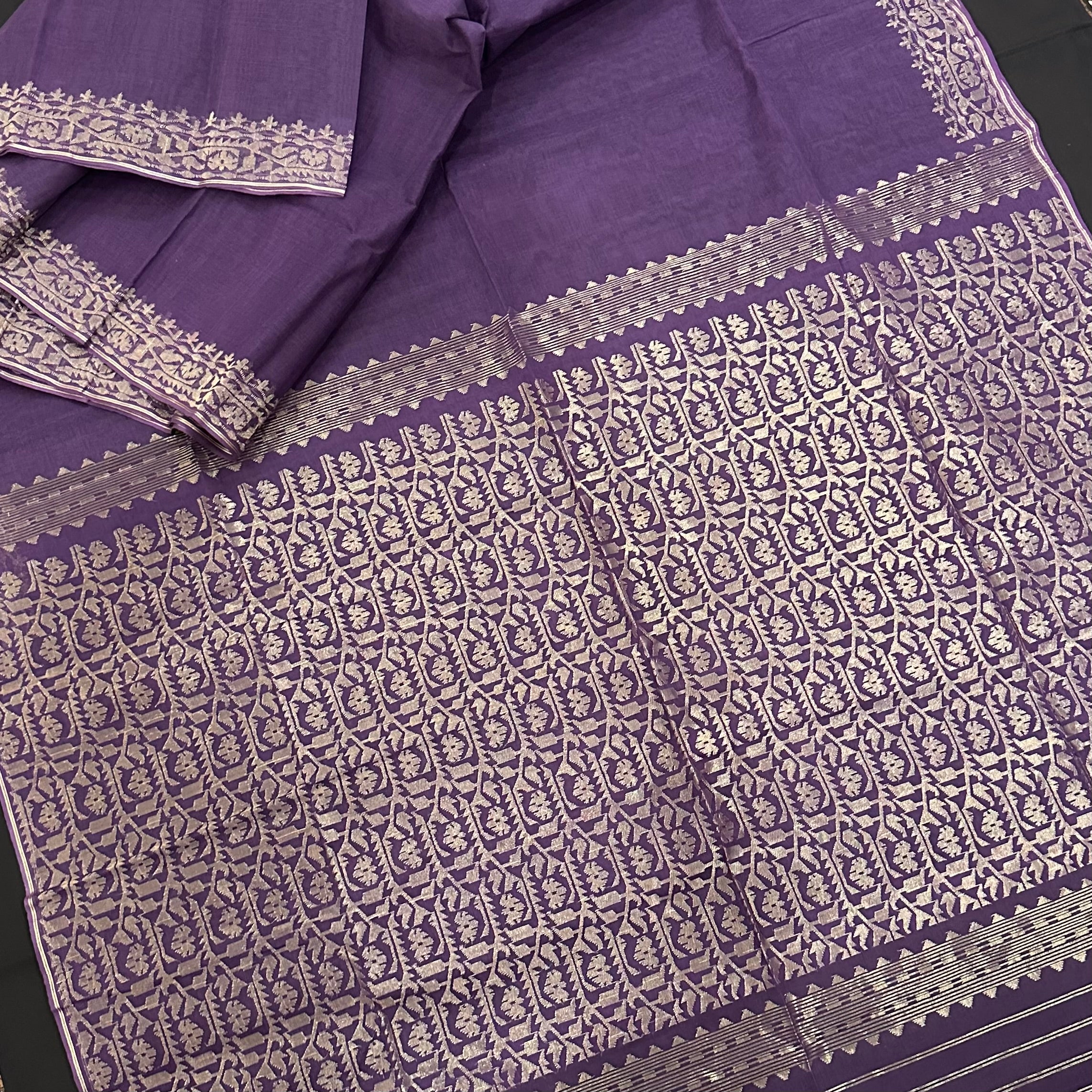 Purple with Golden Dhakai Jamdani