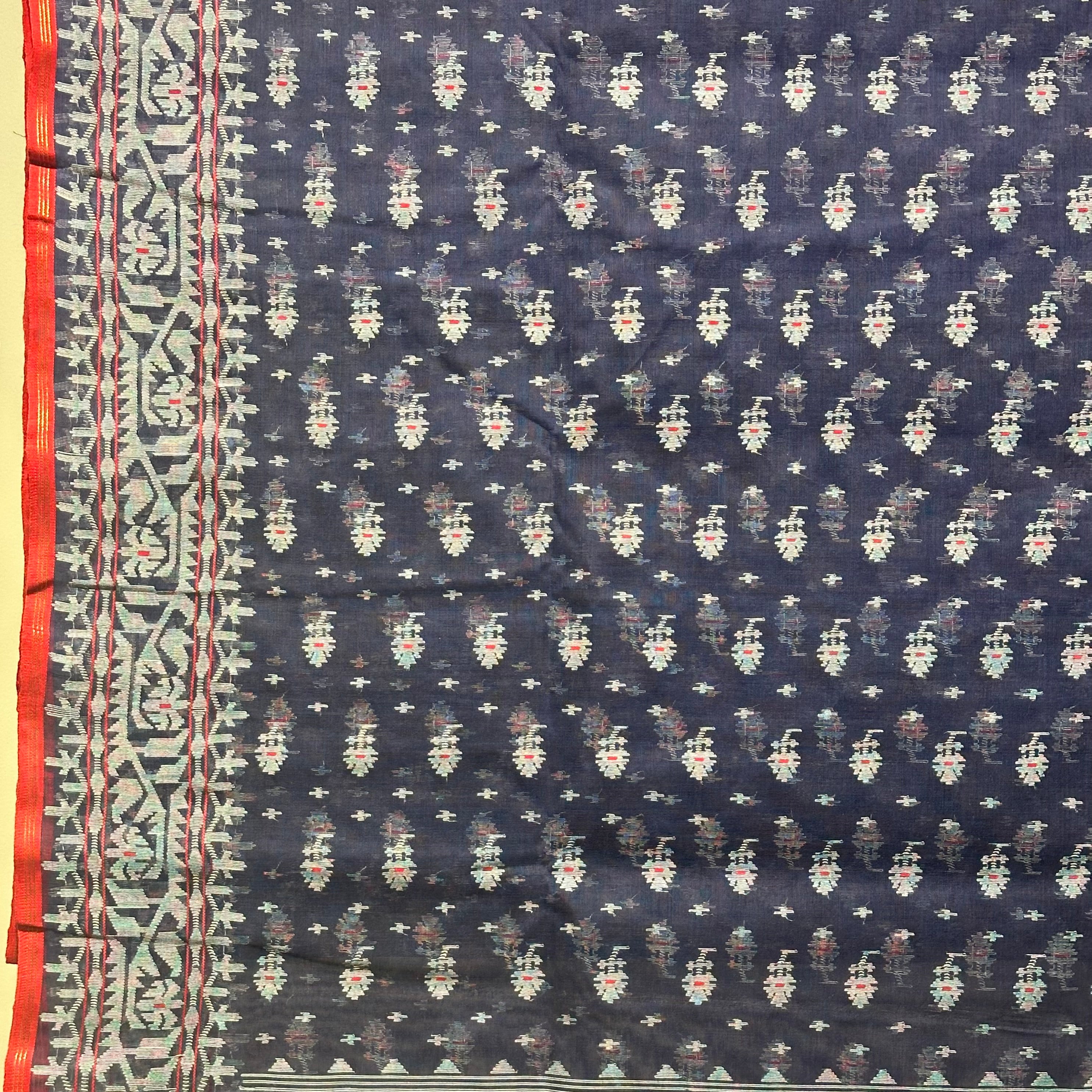 Dark Blue Dhakai Jamdani with Butis