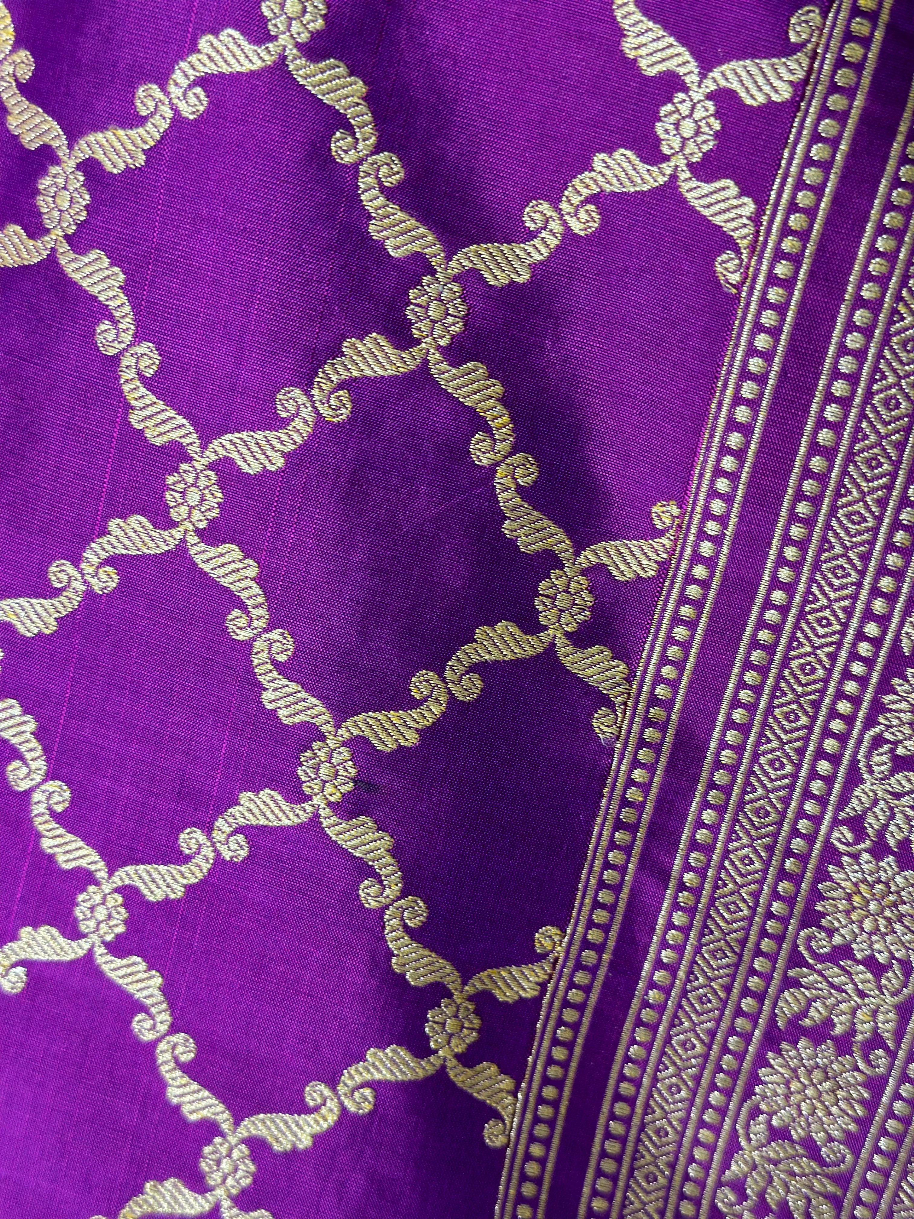 Purple Shot Color Khadwa Jaal Benarasi