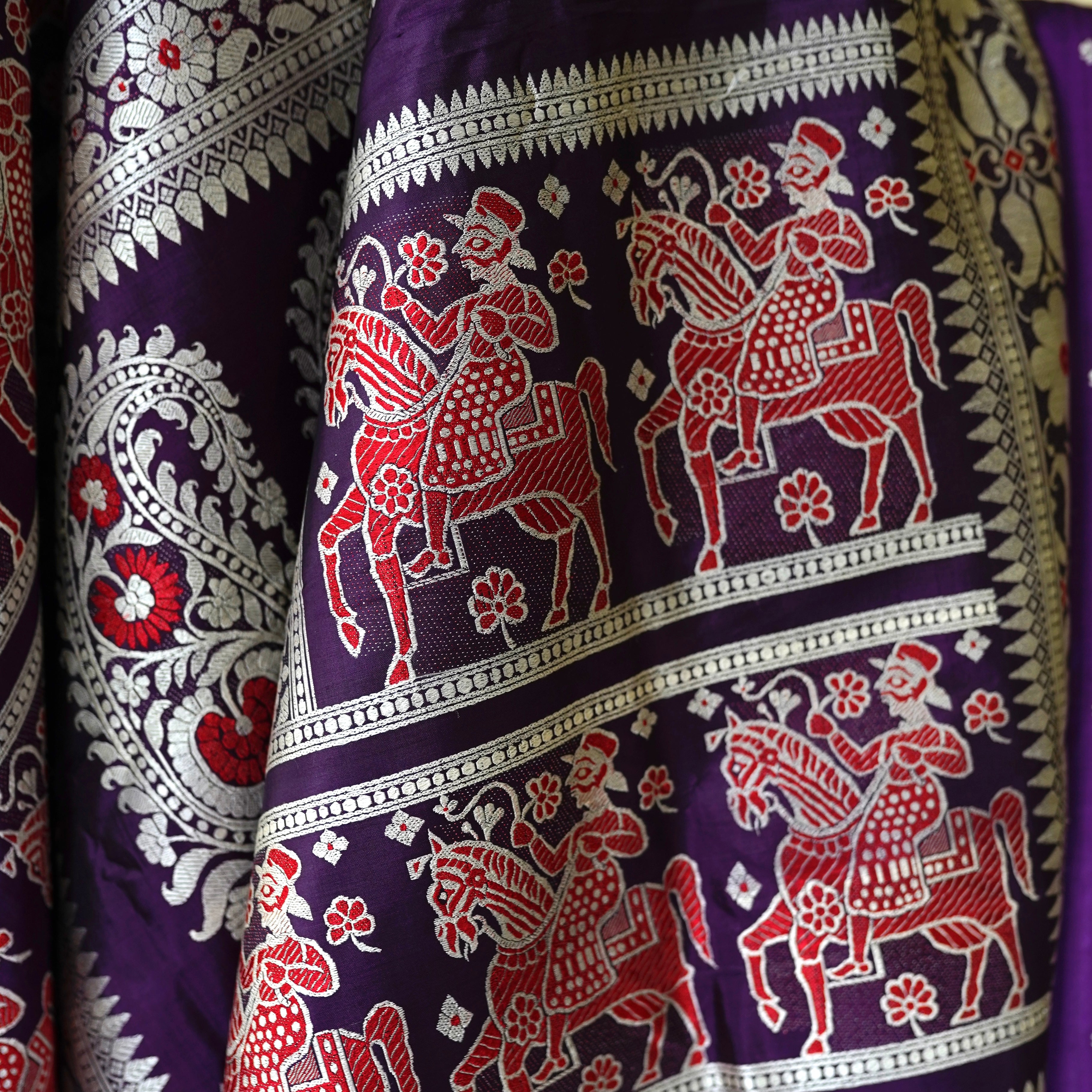 Purple Baluchari Saree from Bengal
