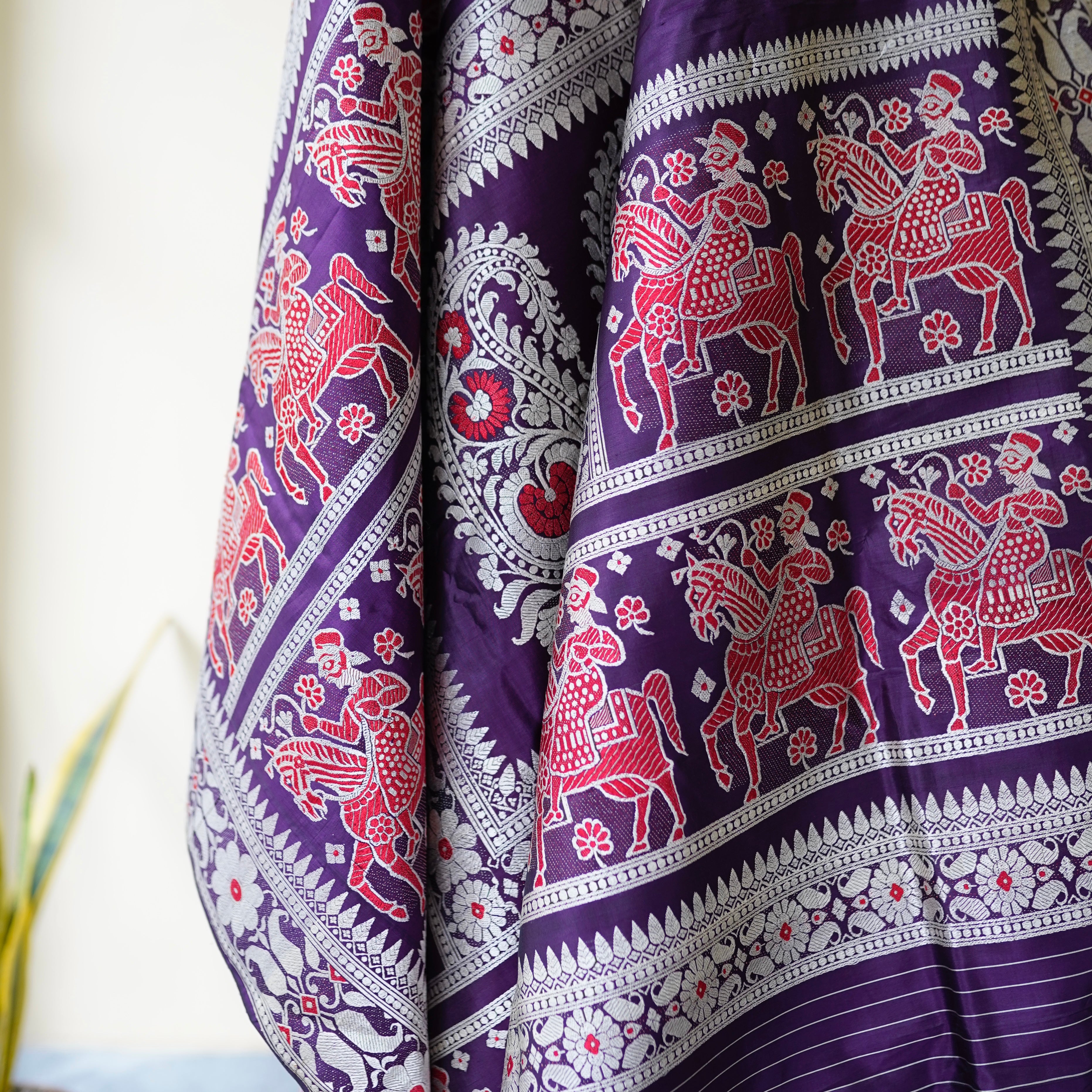 Purple Baluchari Saree from Bengal