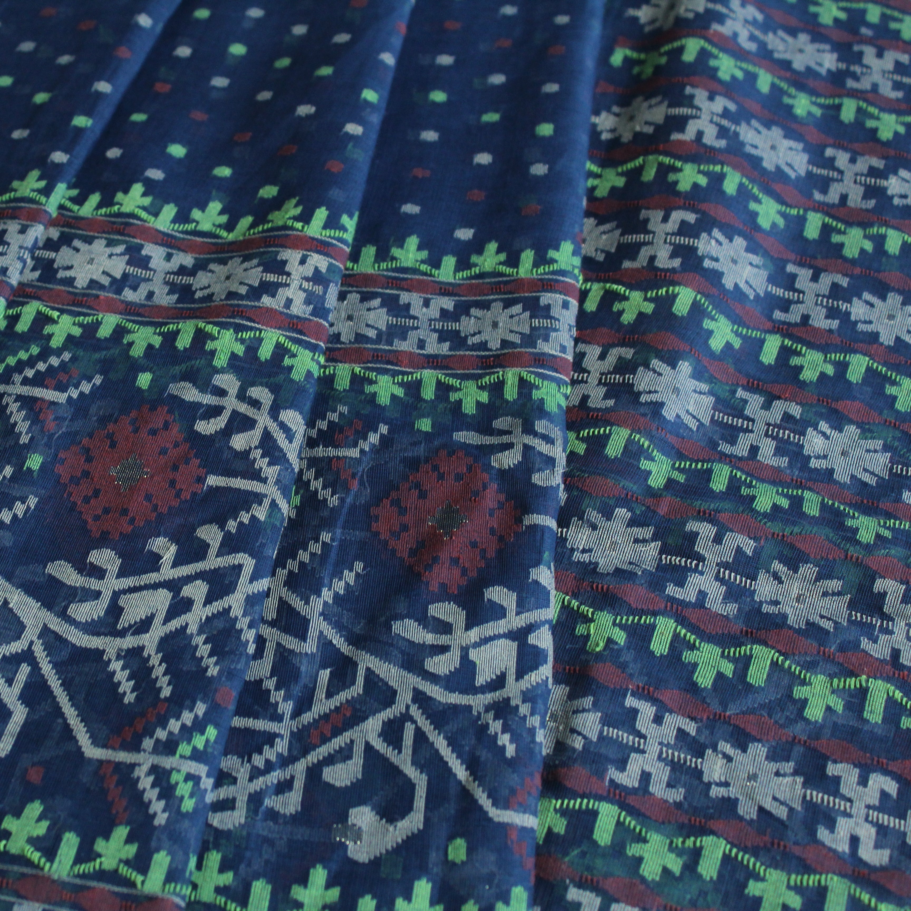 Blue Handwoven Dhakai Jamdani Saree