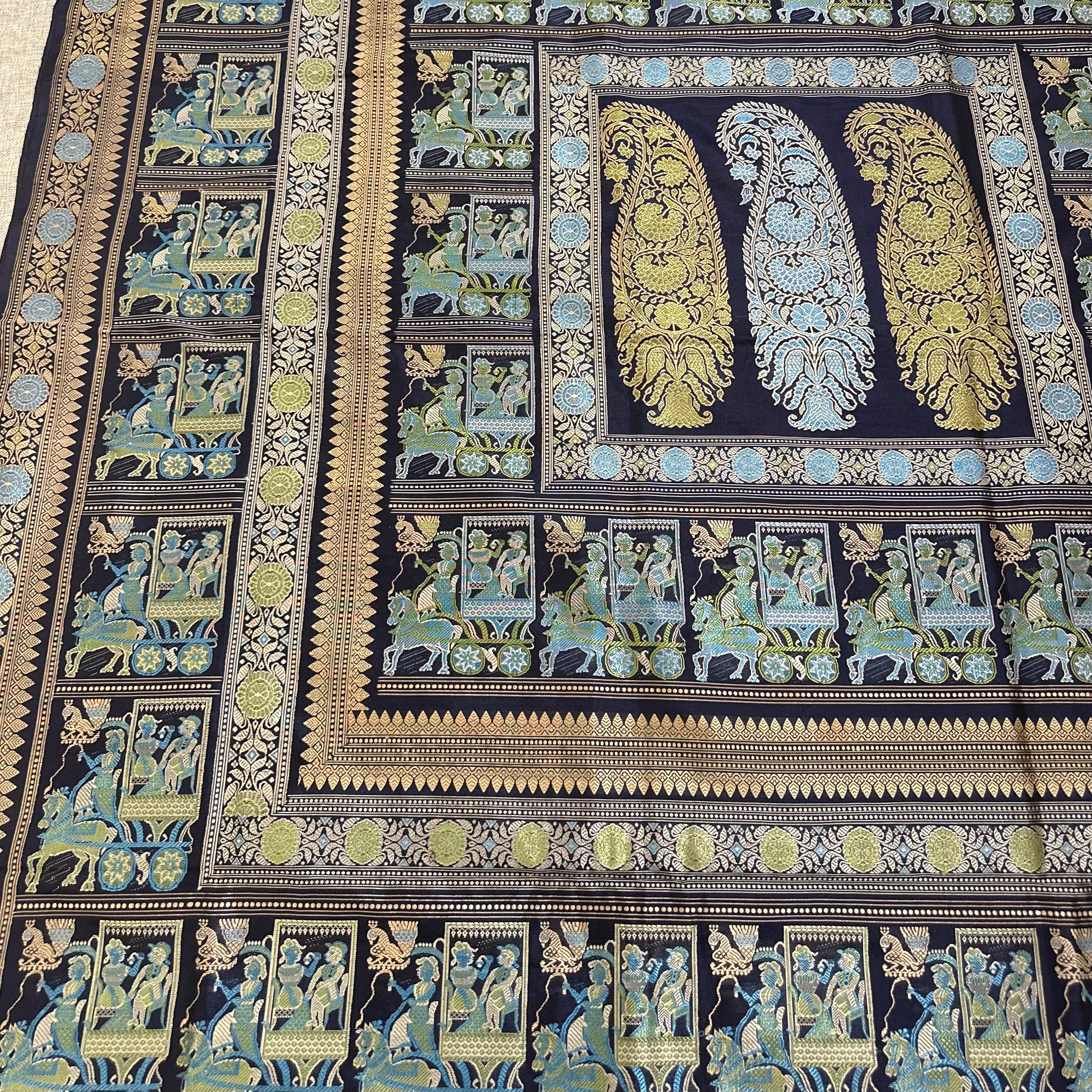 Dark Navy Grand Palla Baluchari Saree