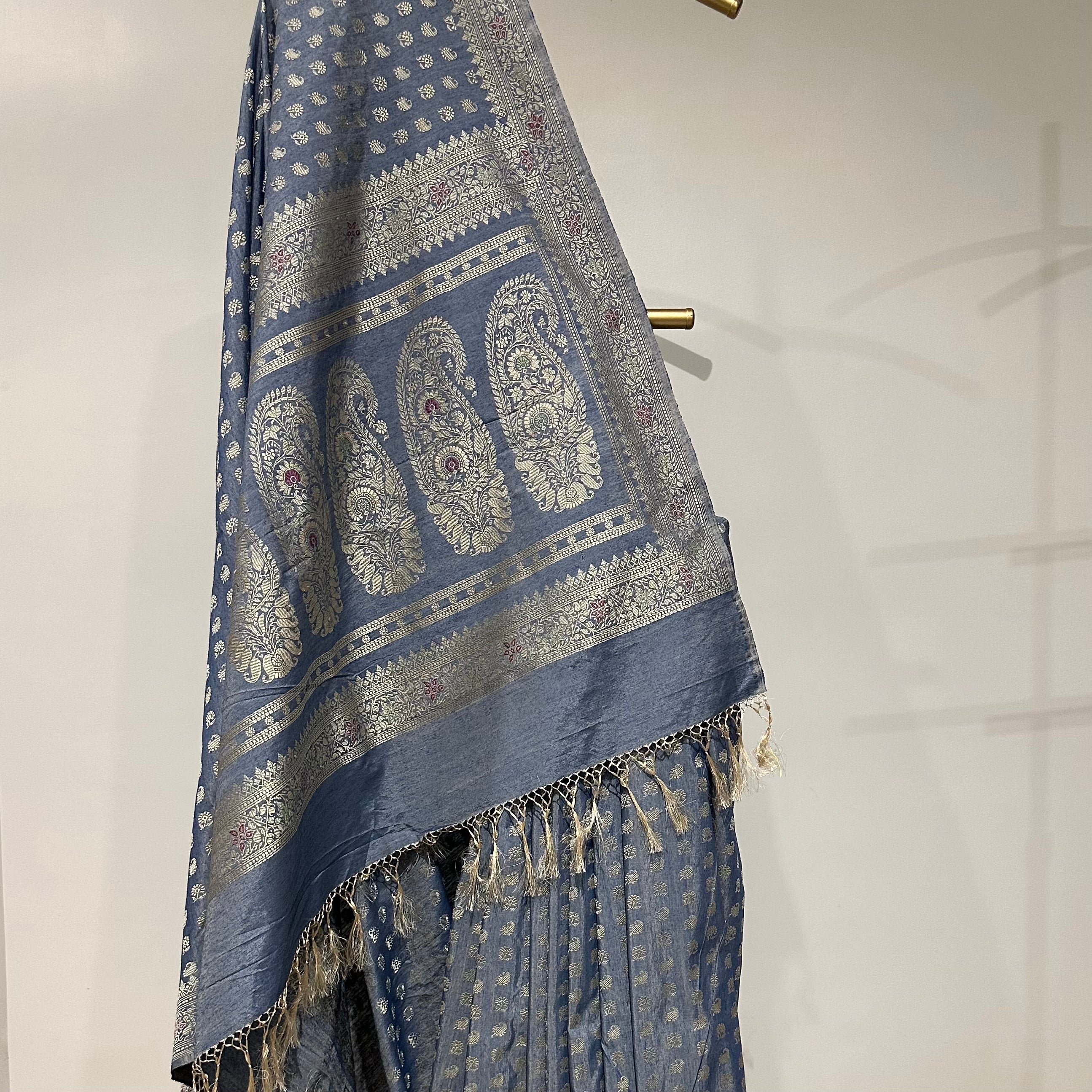 Indigo Eri Baluchari Saree with Paisley in the Palla