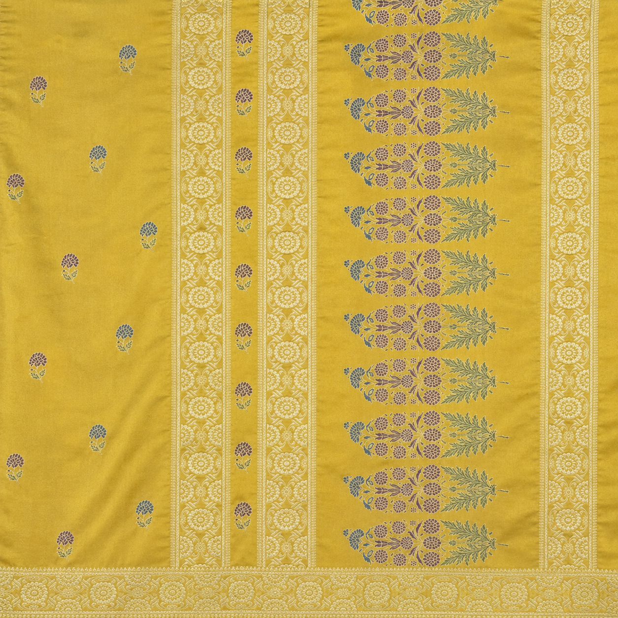 Yellow Colour Marigold Baluchari Saree