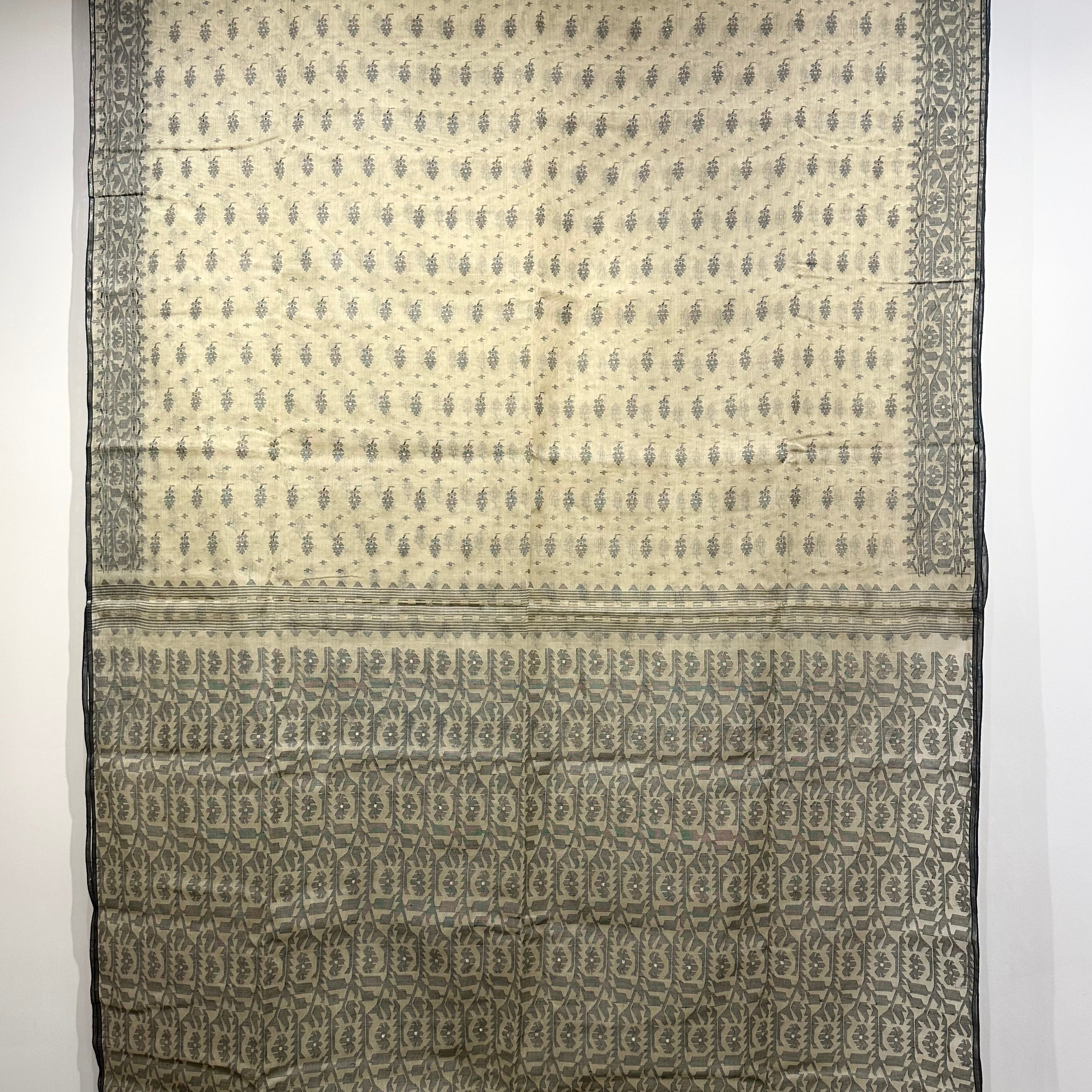 Beige and Grey Dhakai Jamdani