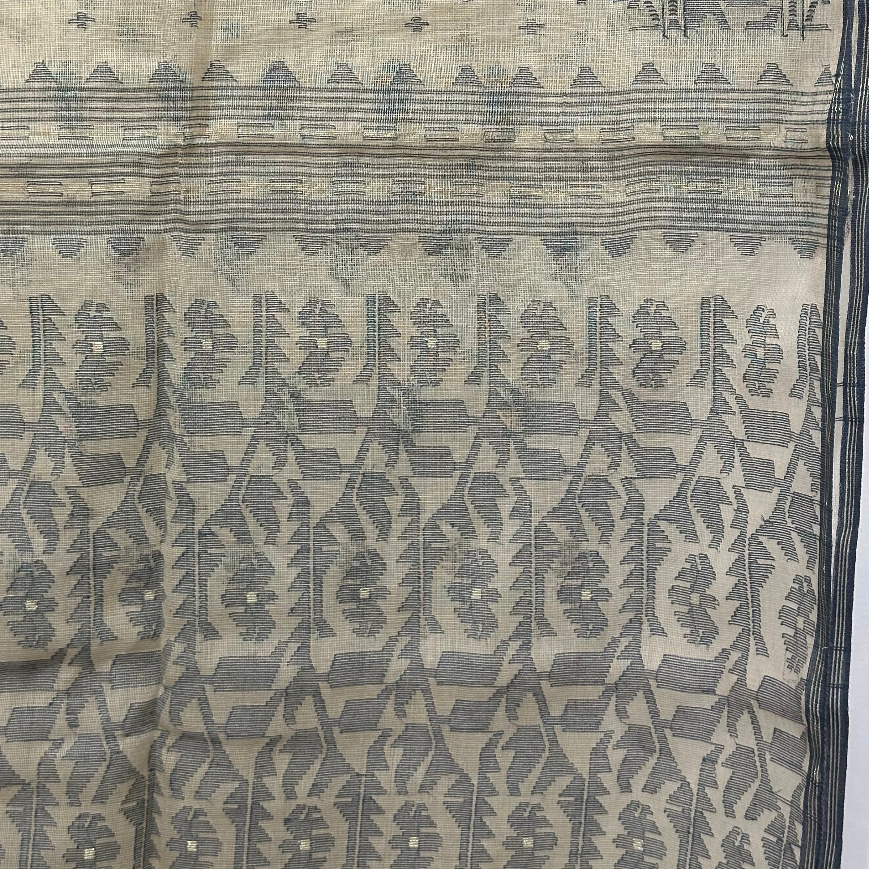 Beige and Grey Dhakai Jamdani