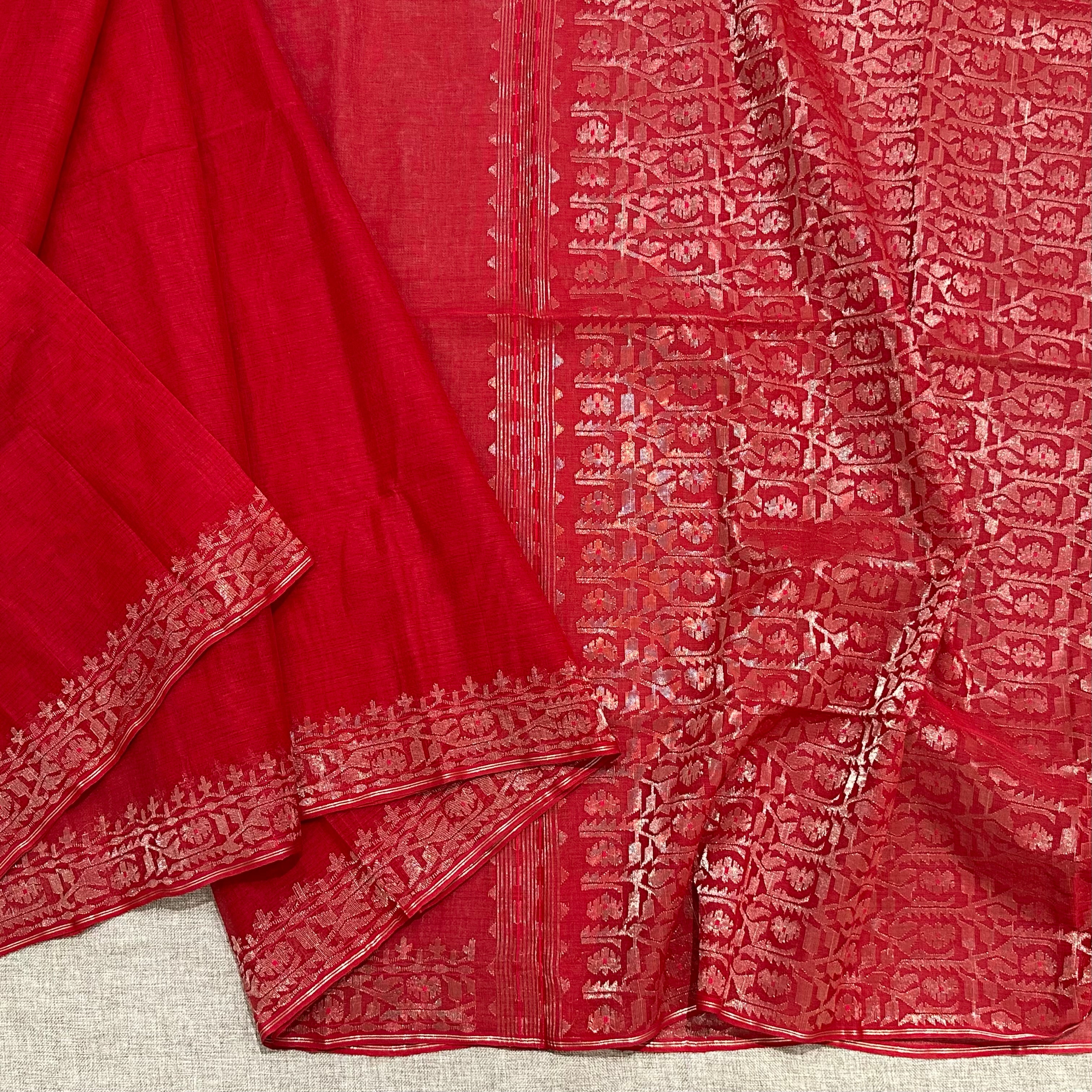 Red with Zari Dhakai Jamdani