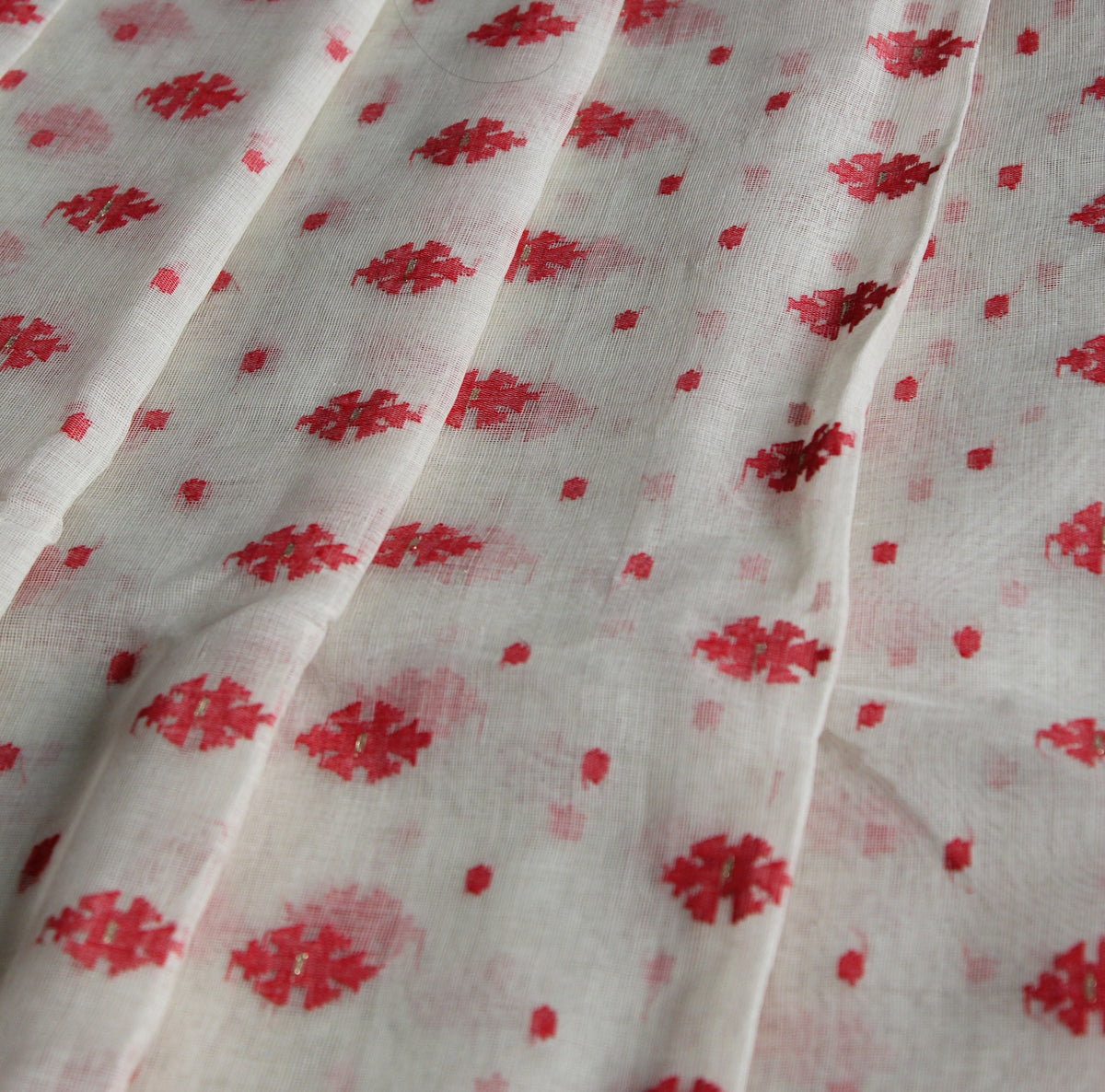 White and Red Dhakai Jamdani