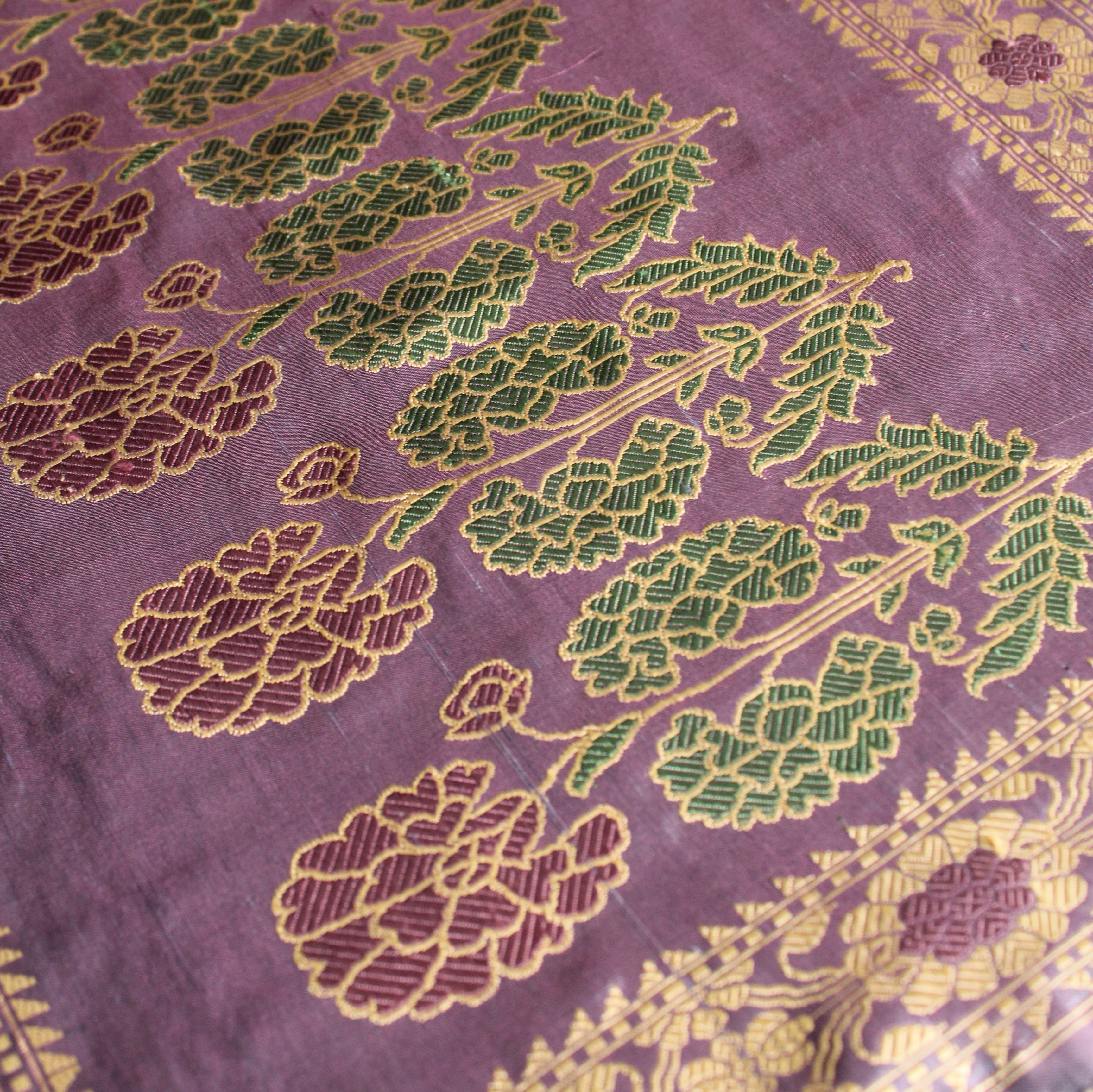 Purple Shot Color Marigold Baluchari Saree