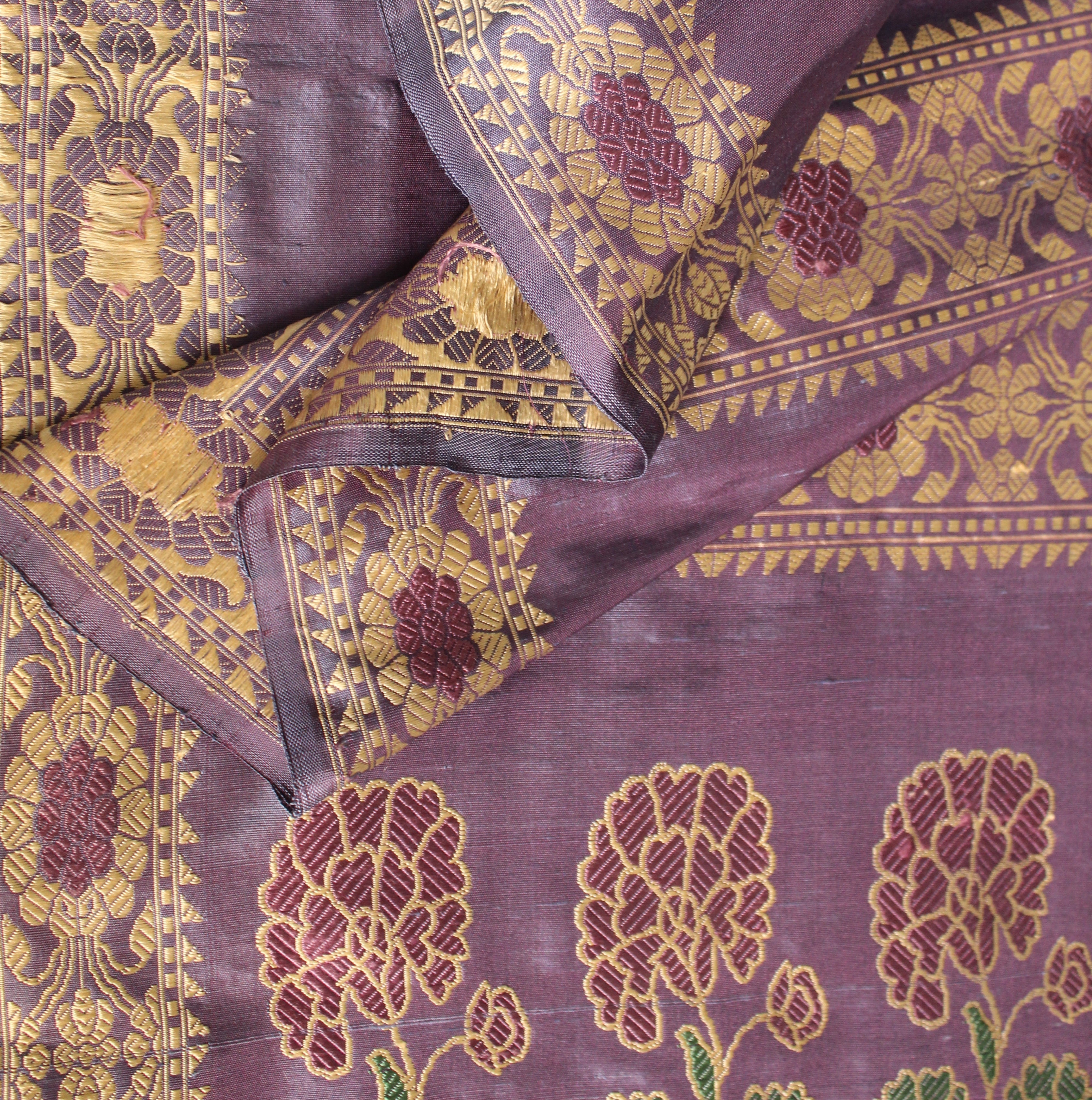 Purple Shot Color Marigold Baluchari Saree