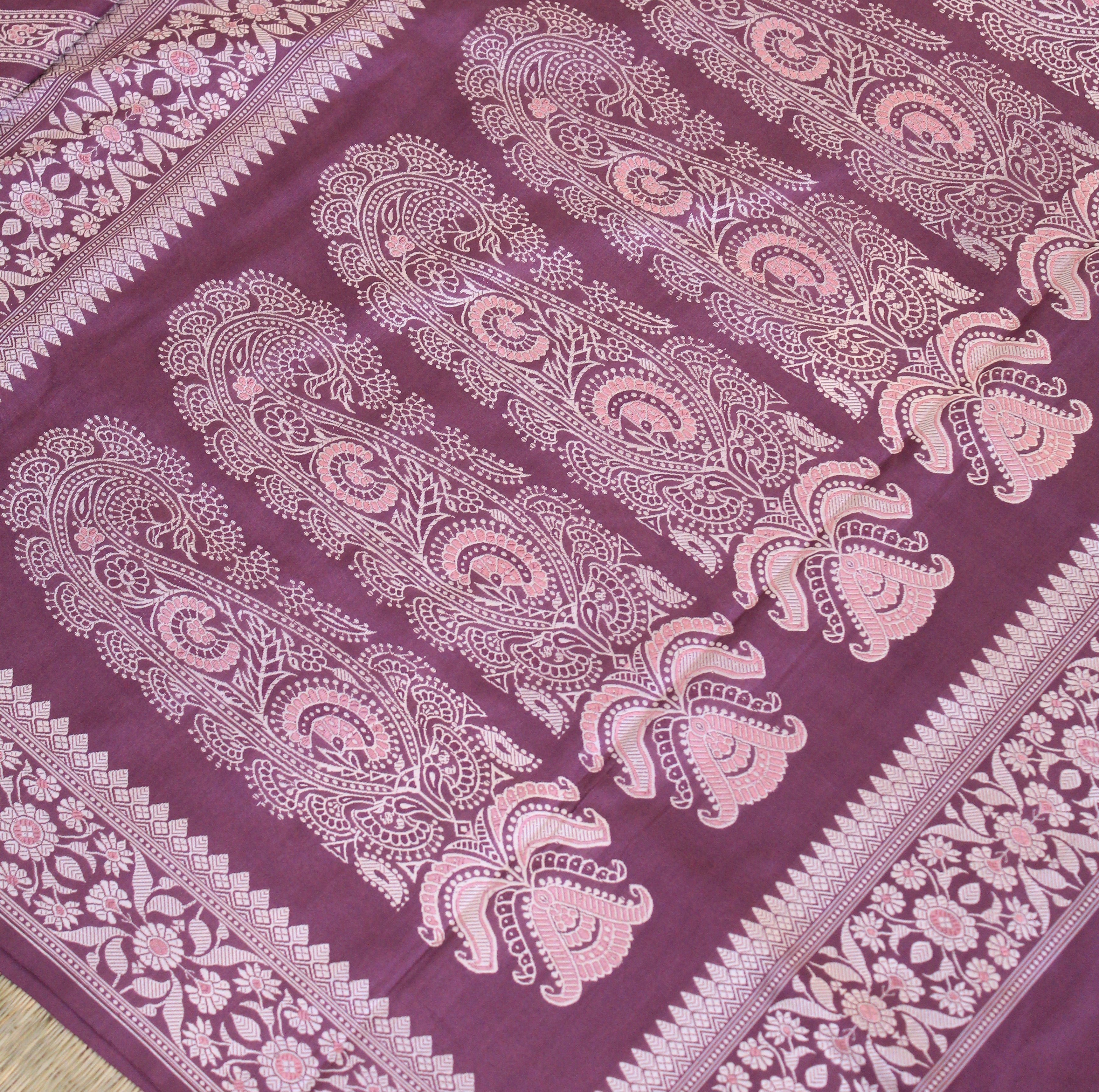 Mauve Ada Baluchari with Minakari
