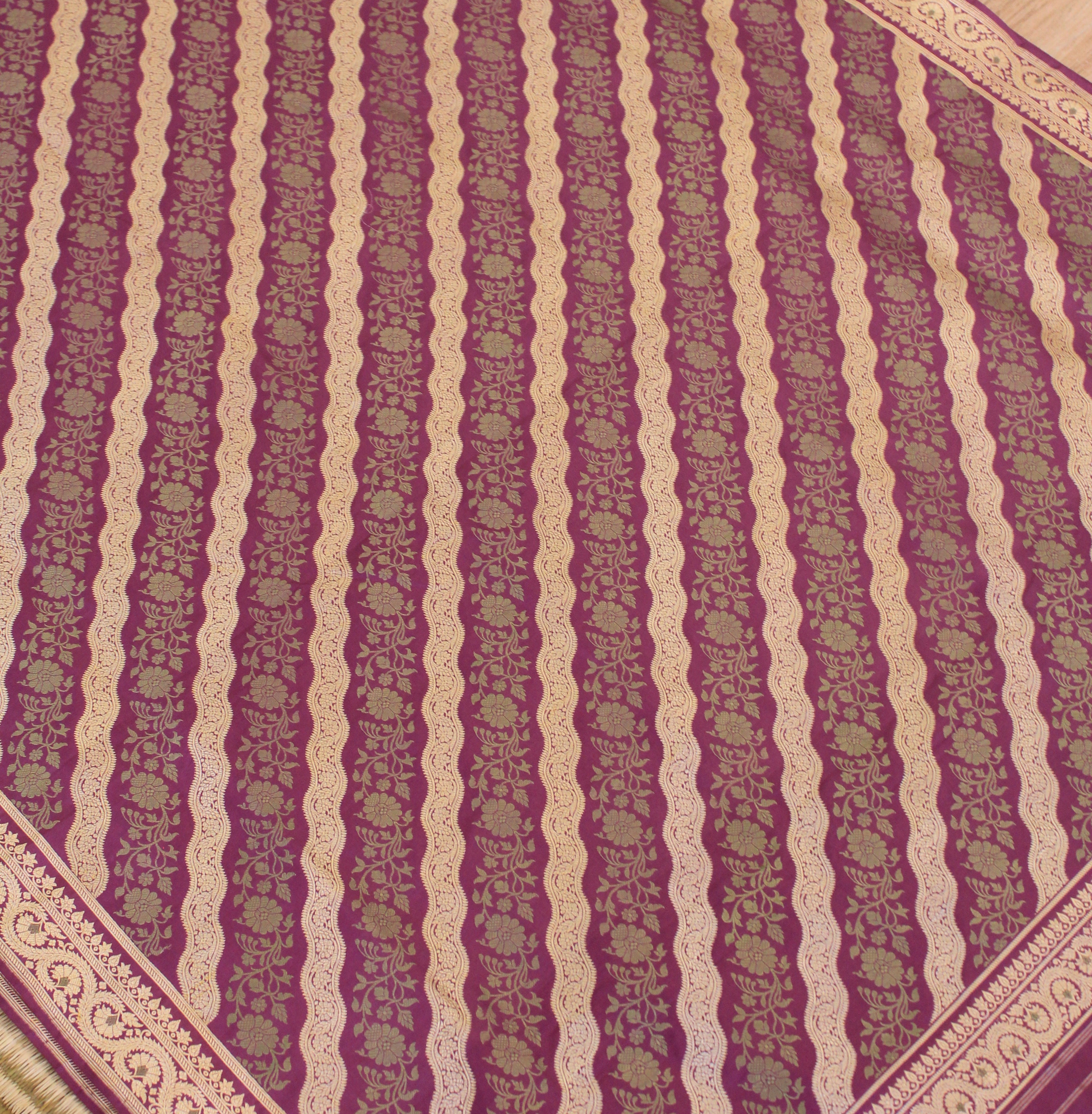 Purple and Green Ada Khadwa Benarasi Saree