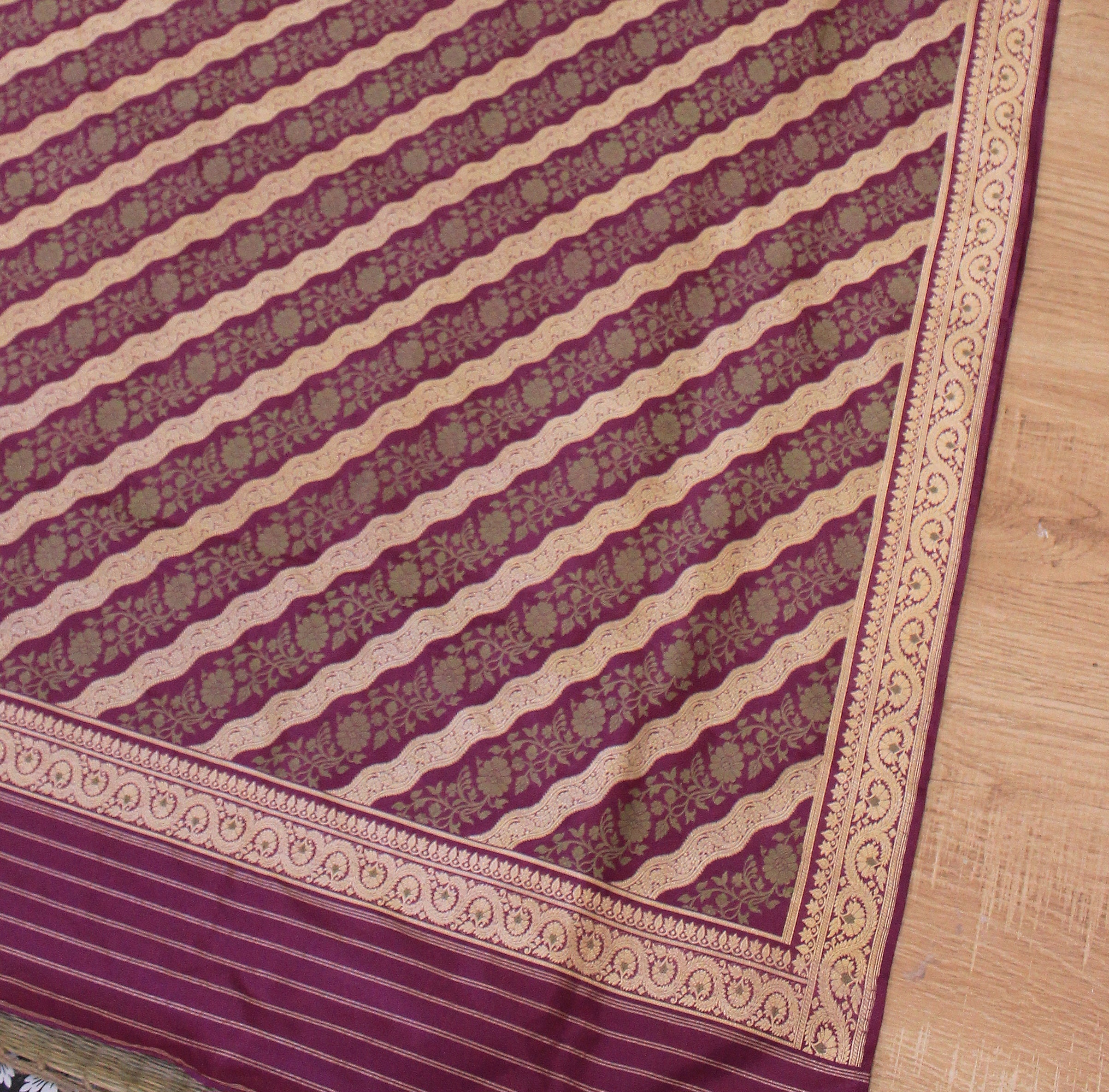 Purple and Green Ada Khadwa Benarasi Saree