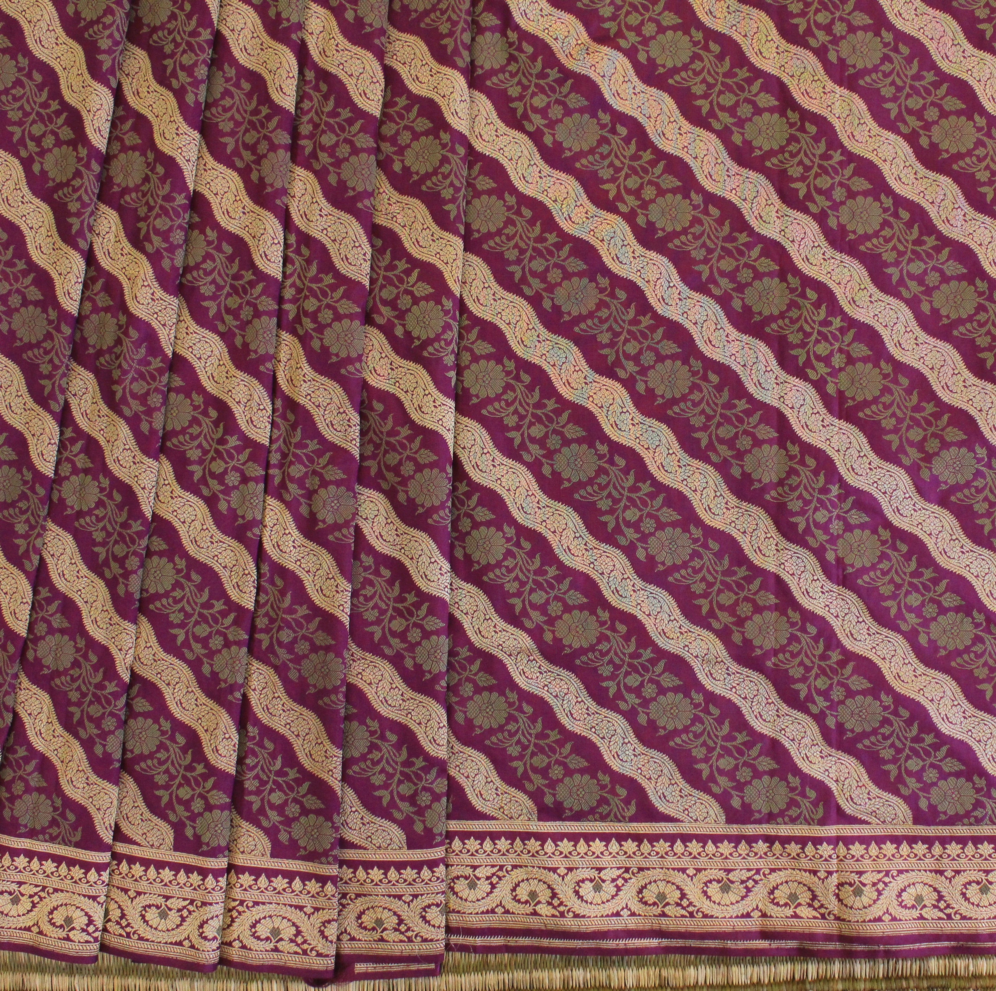 Purple and Green Ada Khadwa Benarasi Saree