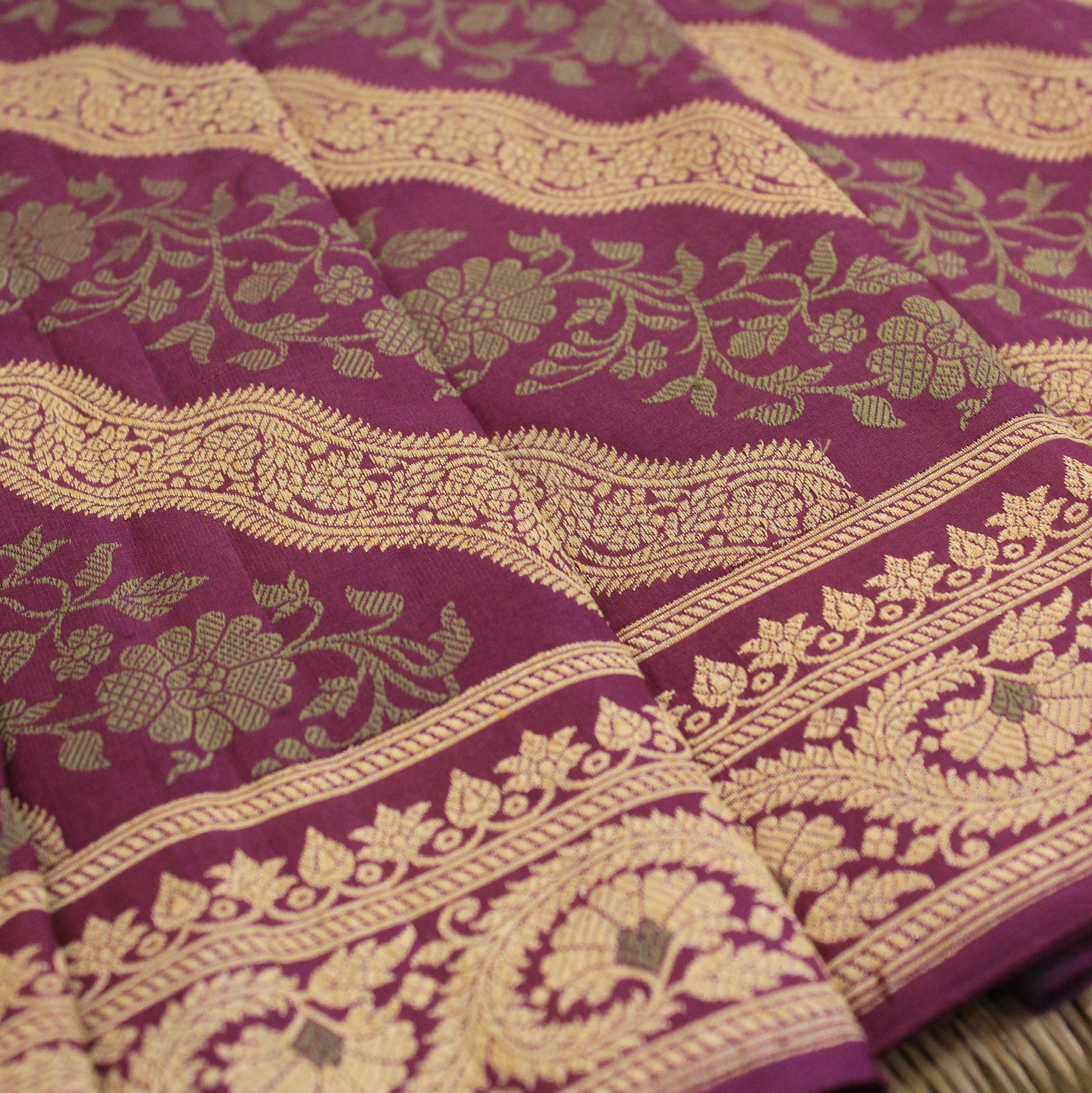 Purple and Green Ada Khadwa Benarasi Saree