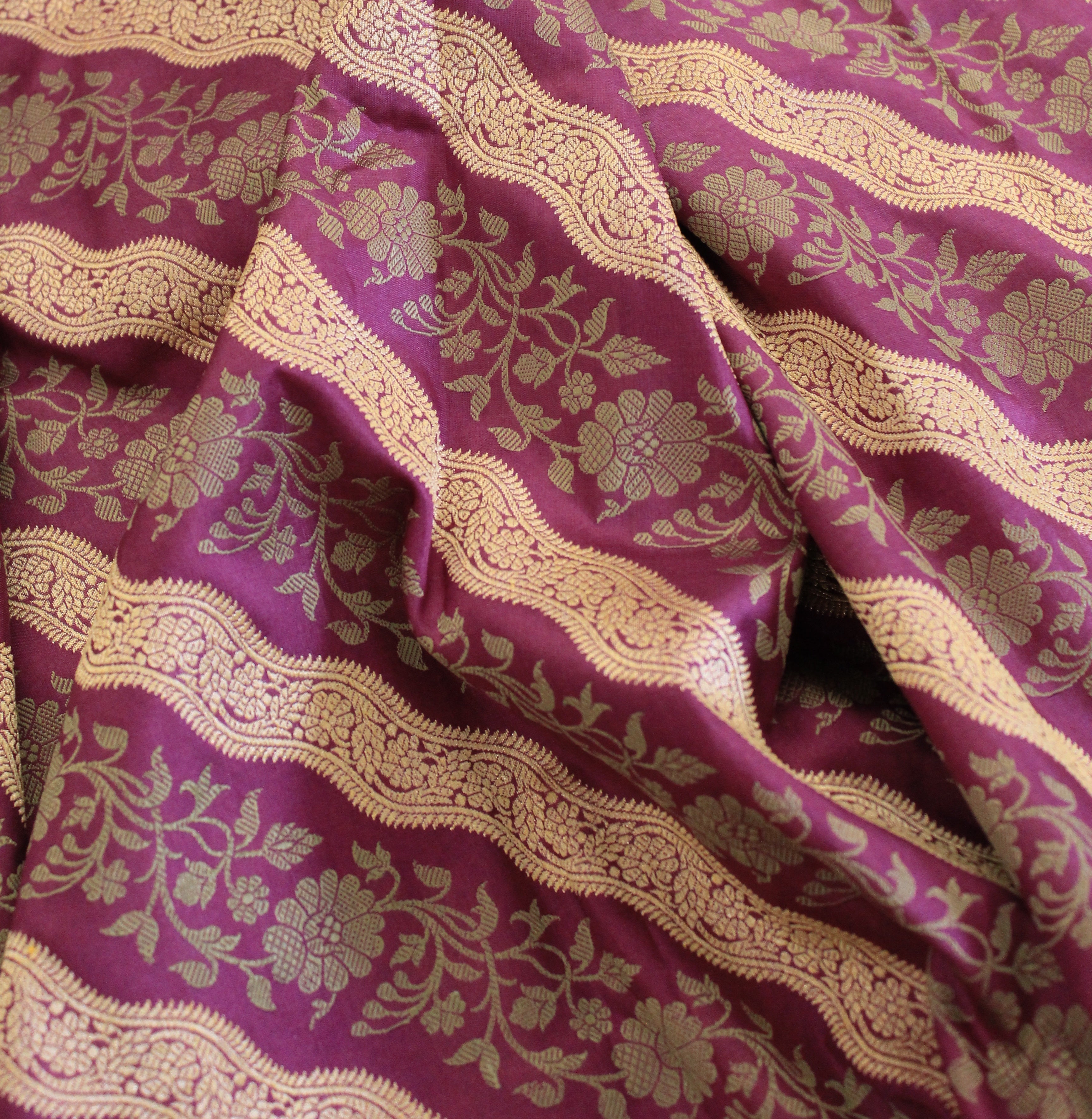 Purple and Green Ada Khadwa Benarasi Saree