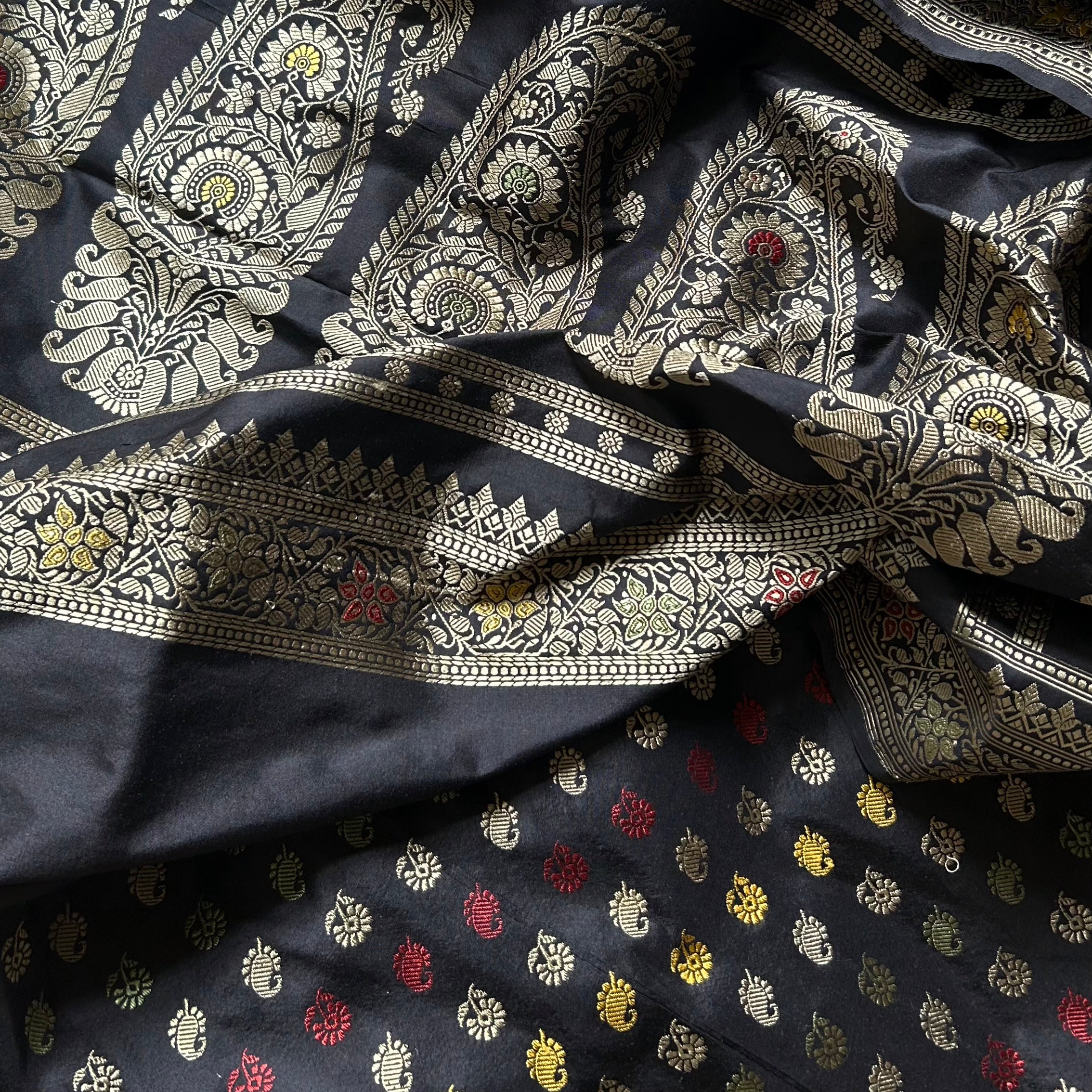 Black Revival Baluchari Saree with Paisleys