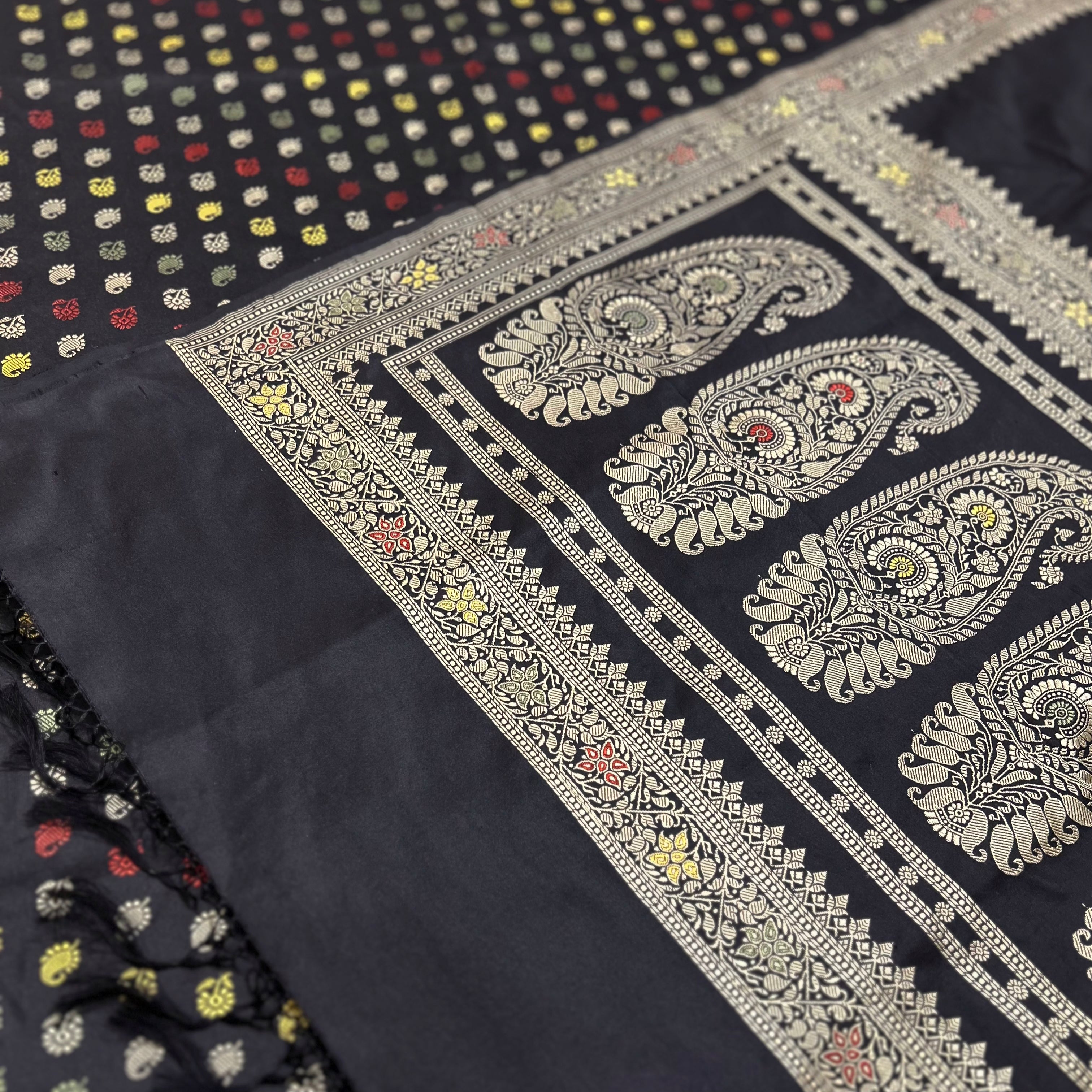 Black Revival Baluchari Saree with Paisleys
