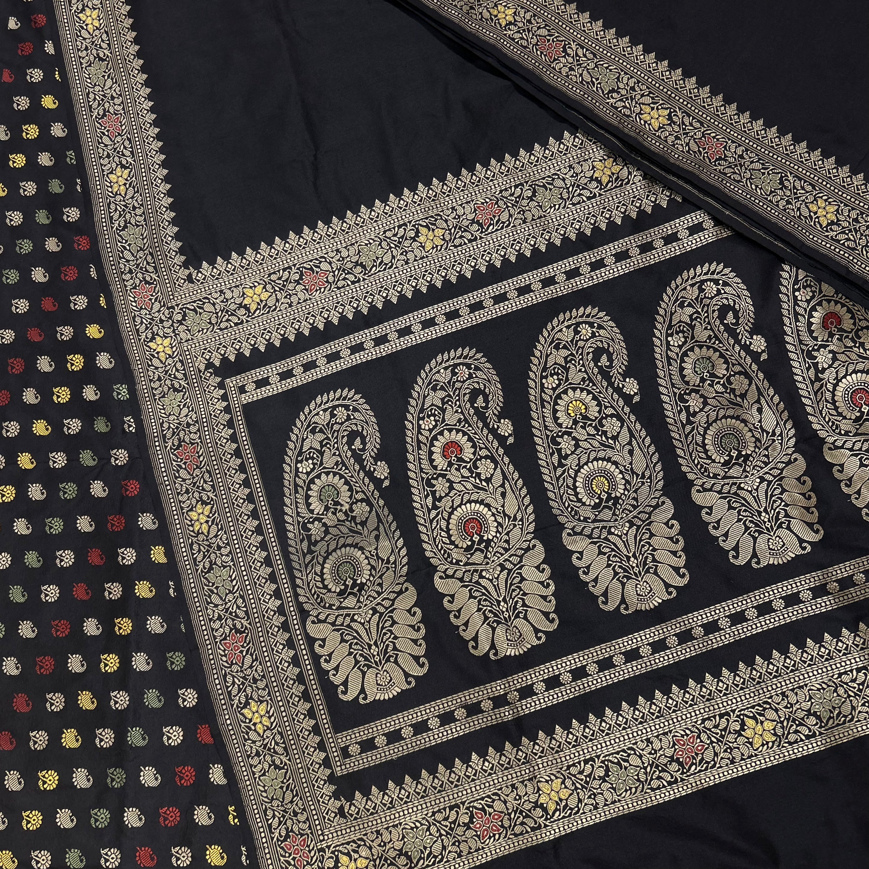 Black Revival Baluchari Saree with Paisleys