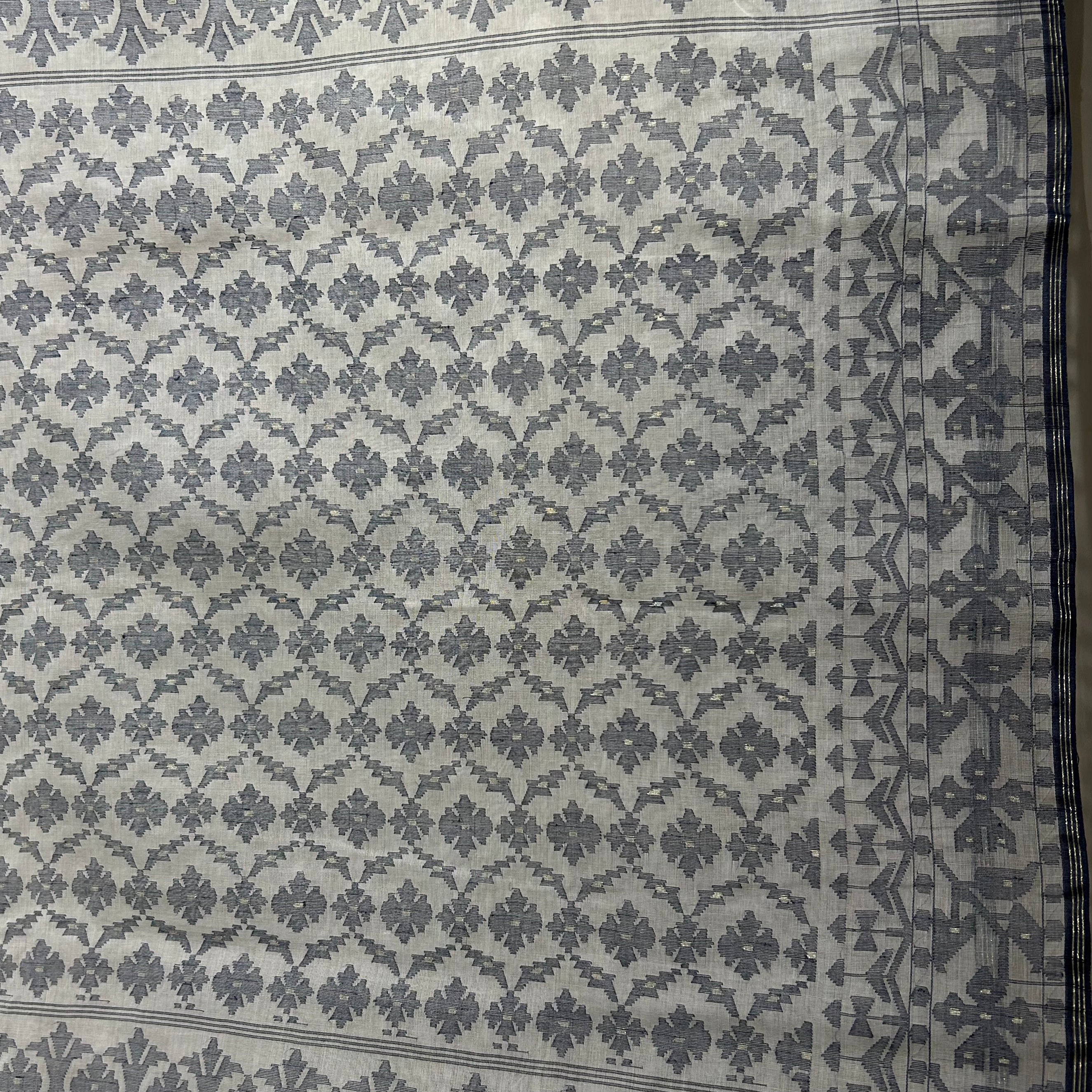 White and Grey Dhakai Jamdani