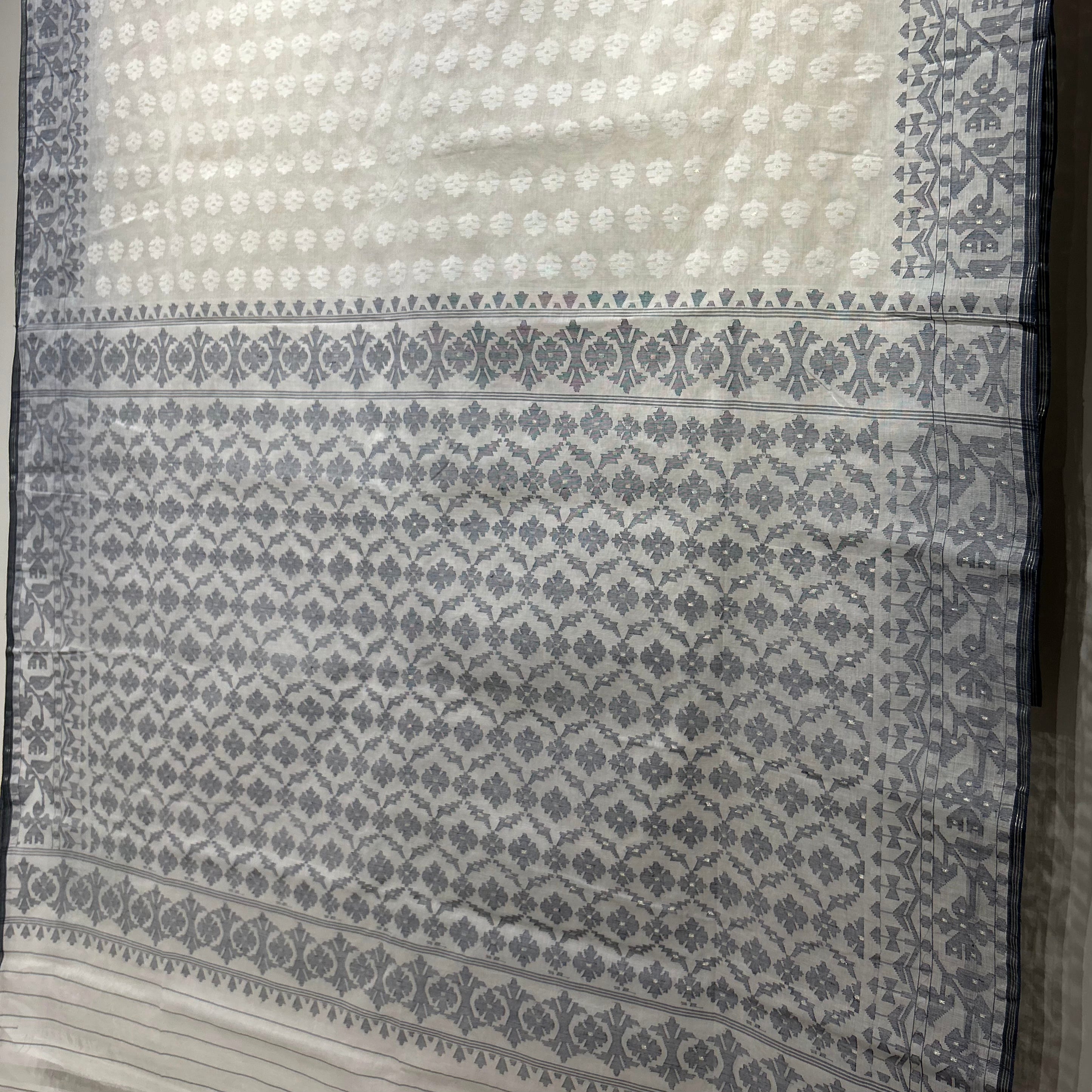 White and Grey Dhakai Jamdani