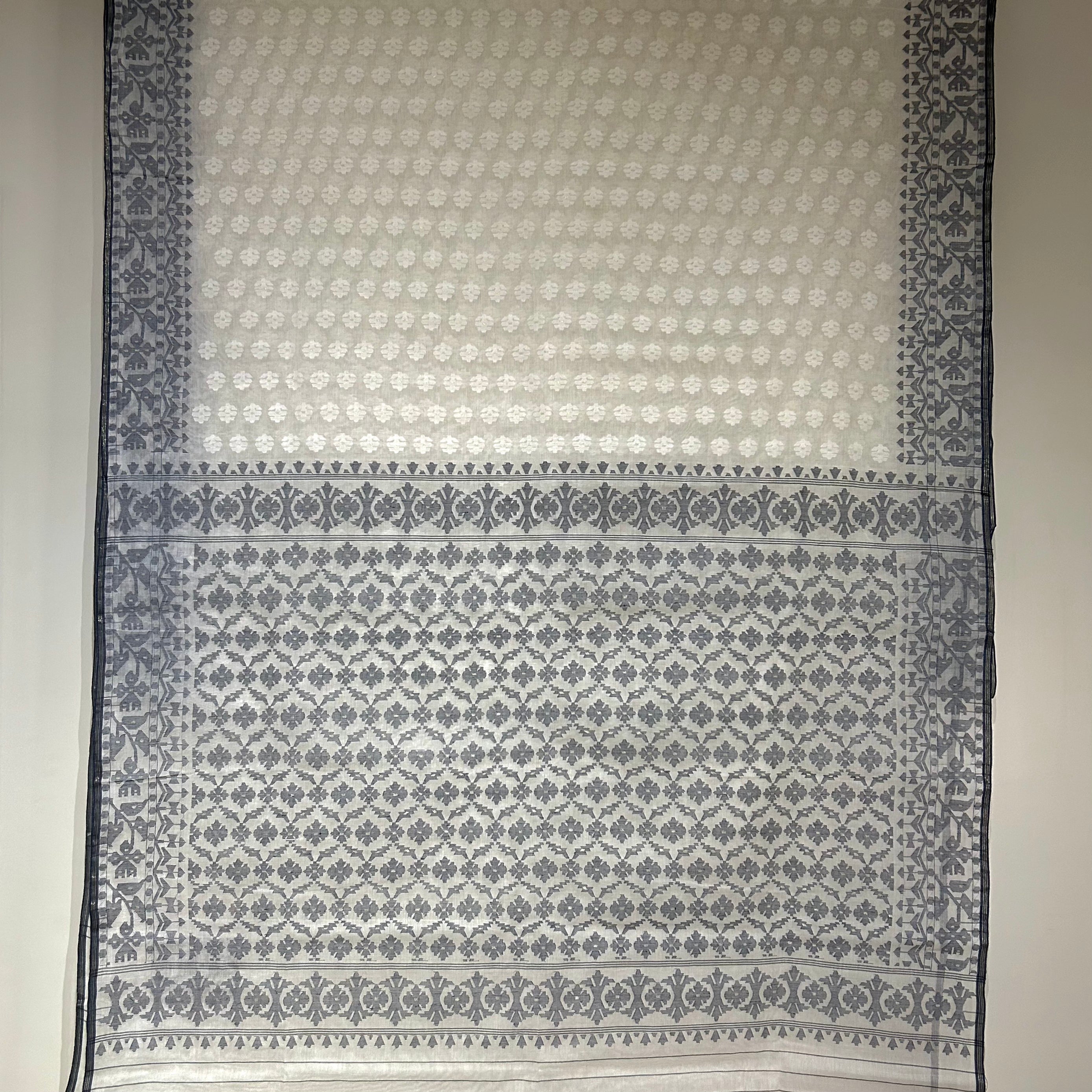White and Grey Dhakai Jamdani