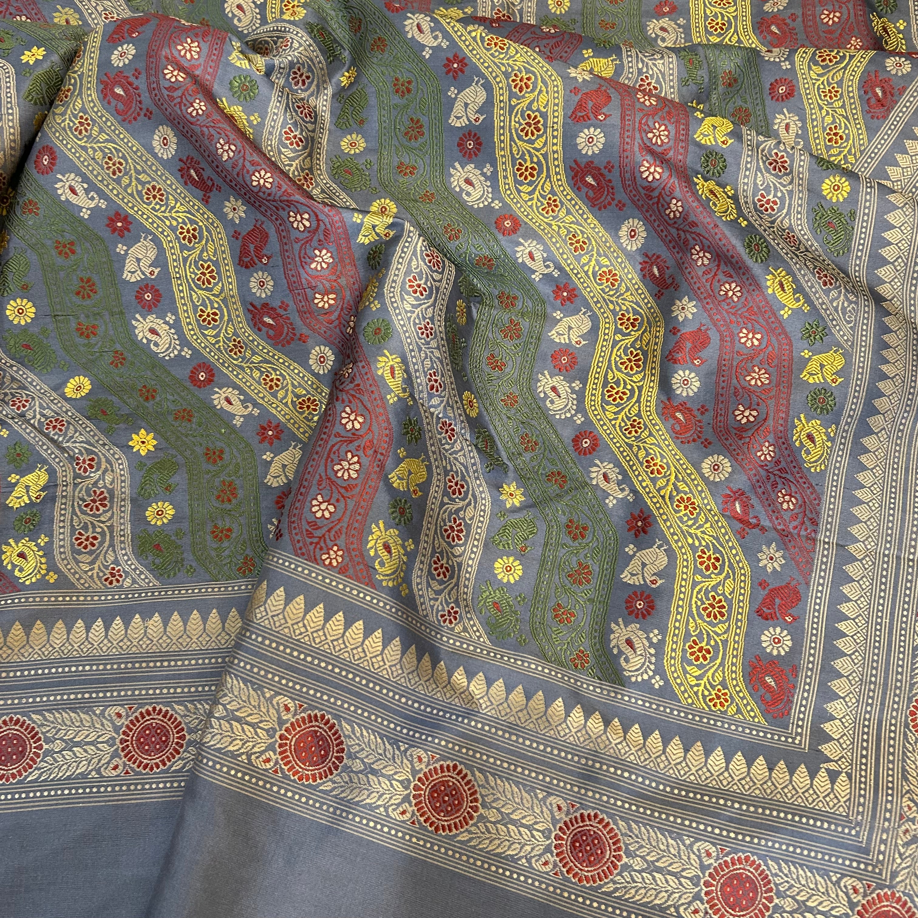 TFEAS REVIVAL GREY : A Very Special Ada Revival Baluchari Saree