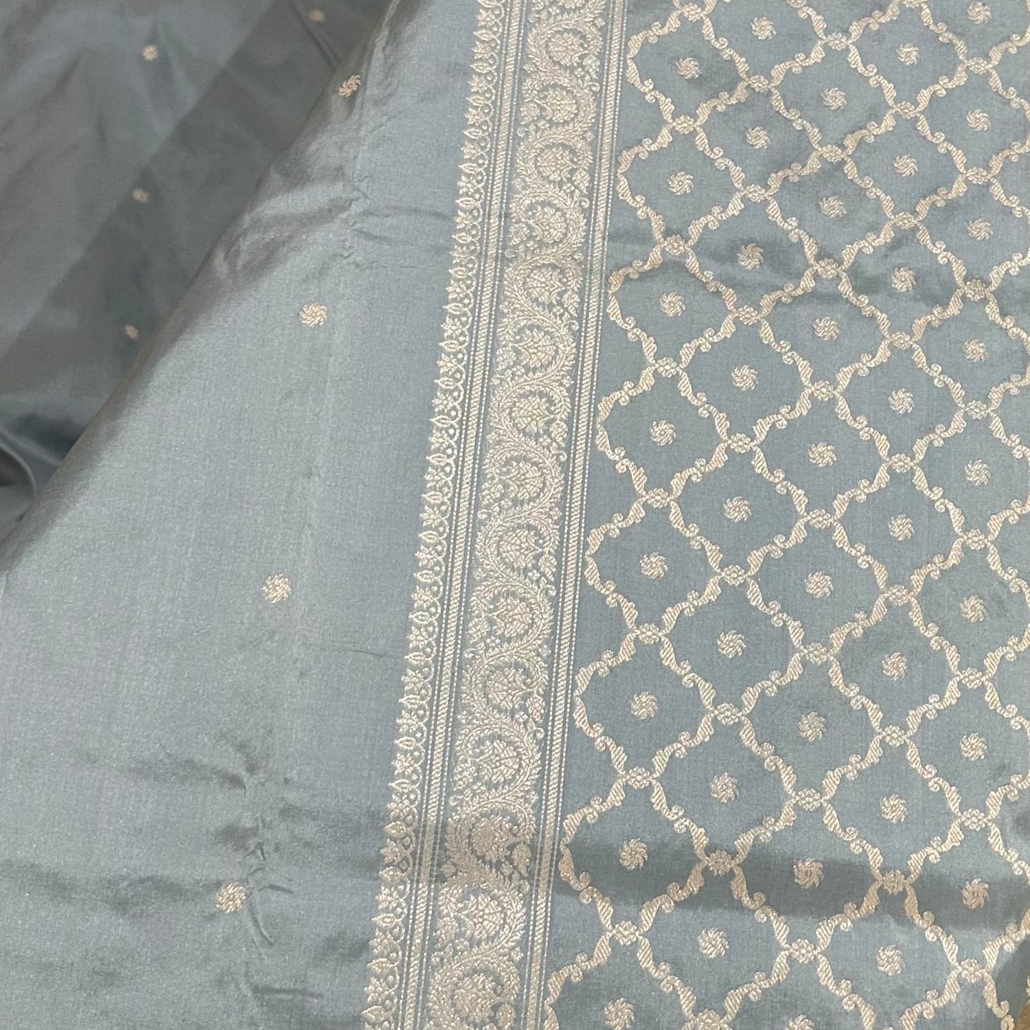 Sky Blue Khadwa Jaal Palla Benarasi