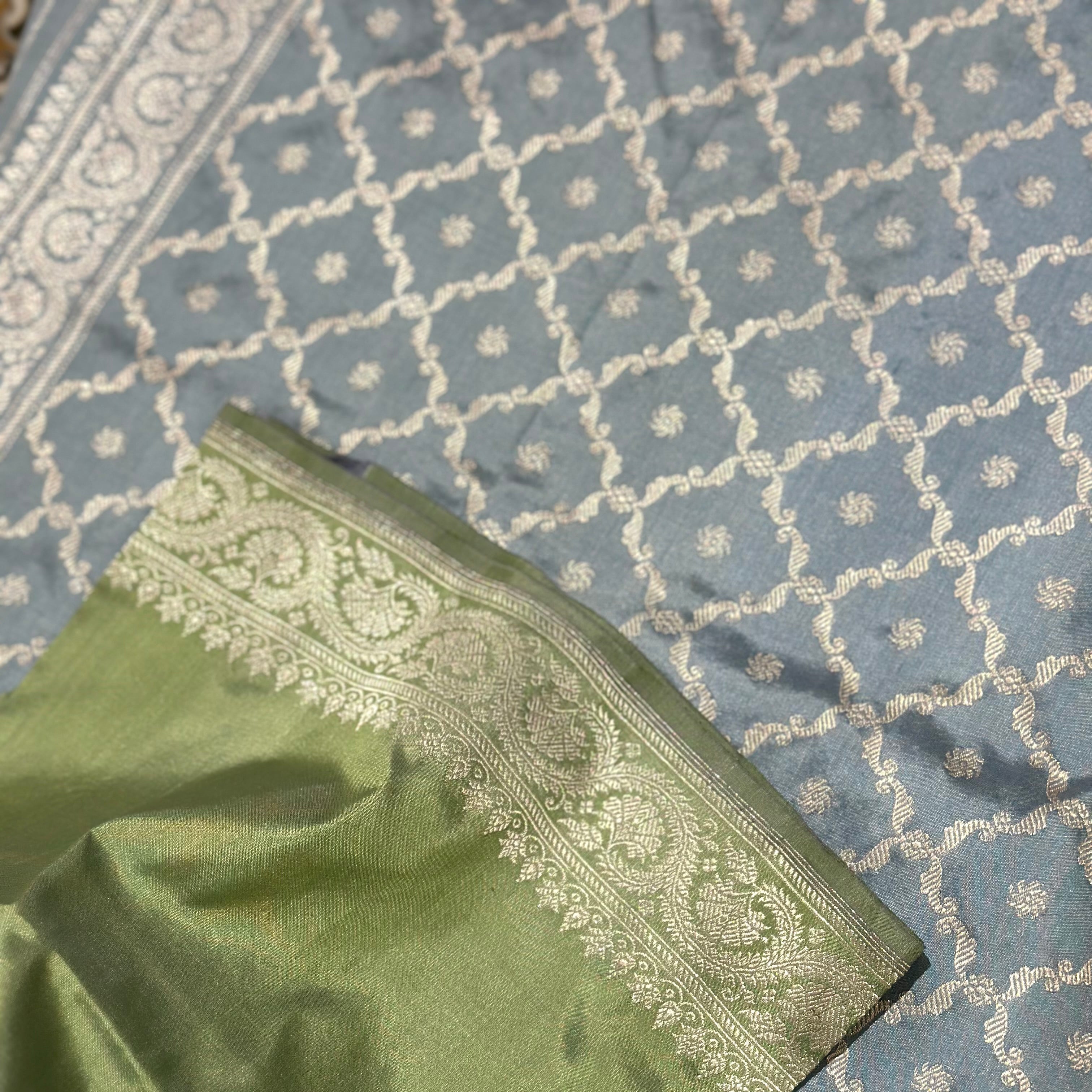 Sky Blue Khadwa Jaal Palla Benarasi