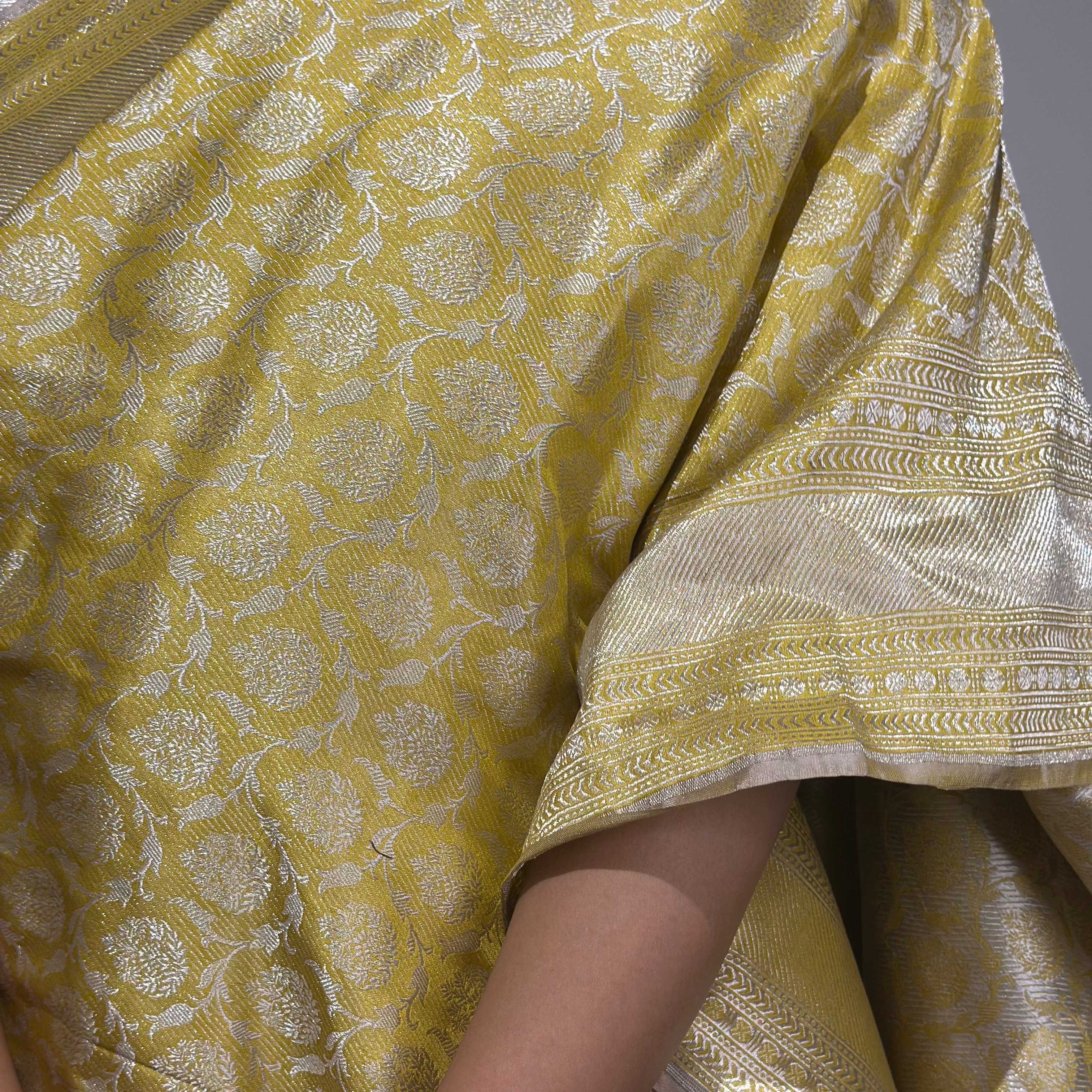 Mustard and Silver Revival Benarasi Saree