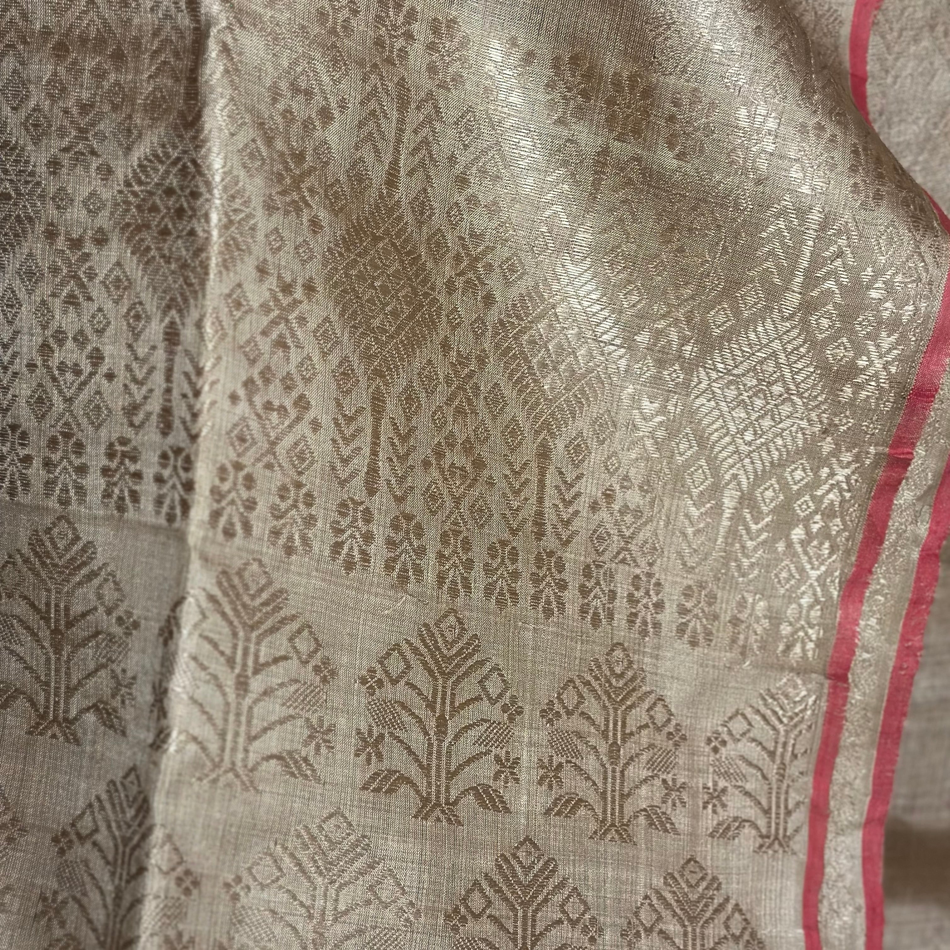 Heirloom Pure Assamese Muga Saree with Muga Extra Weft