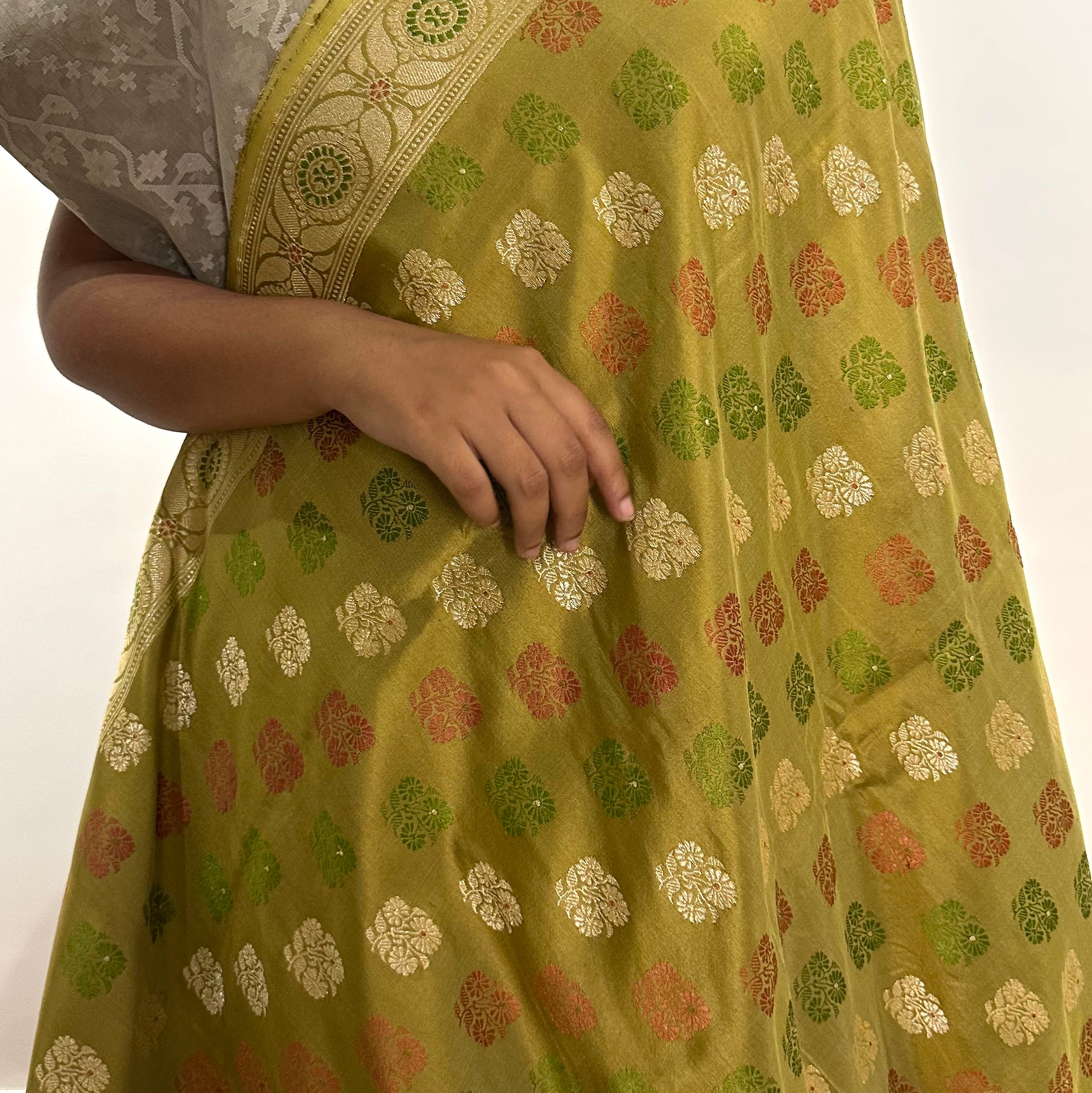 Olive Green Revival Baluchari Saree