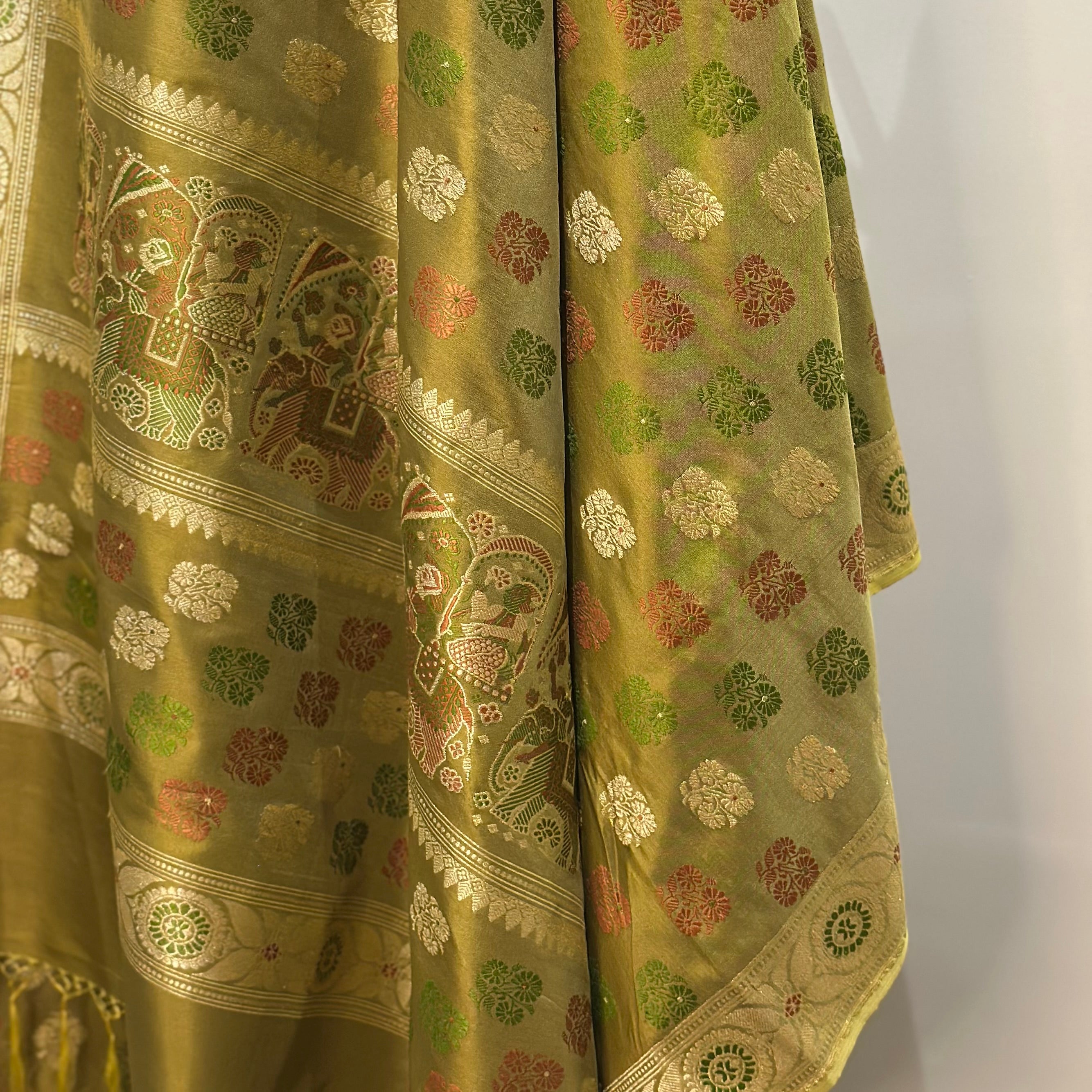 Olive Green Revival Baluchari Saree