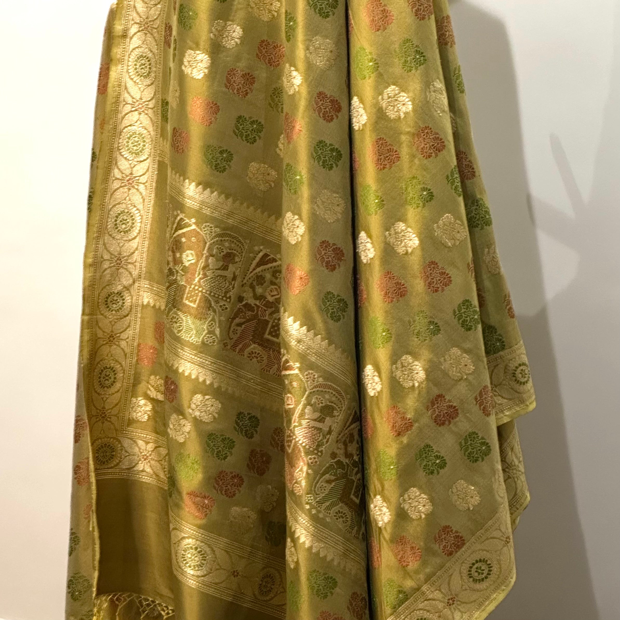 Olive Green Revival Baluchari Saree