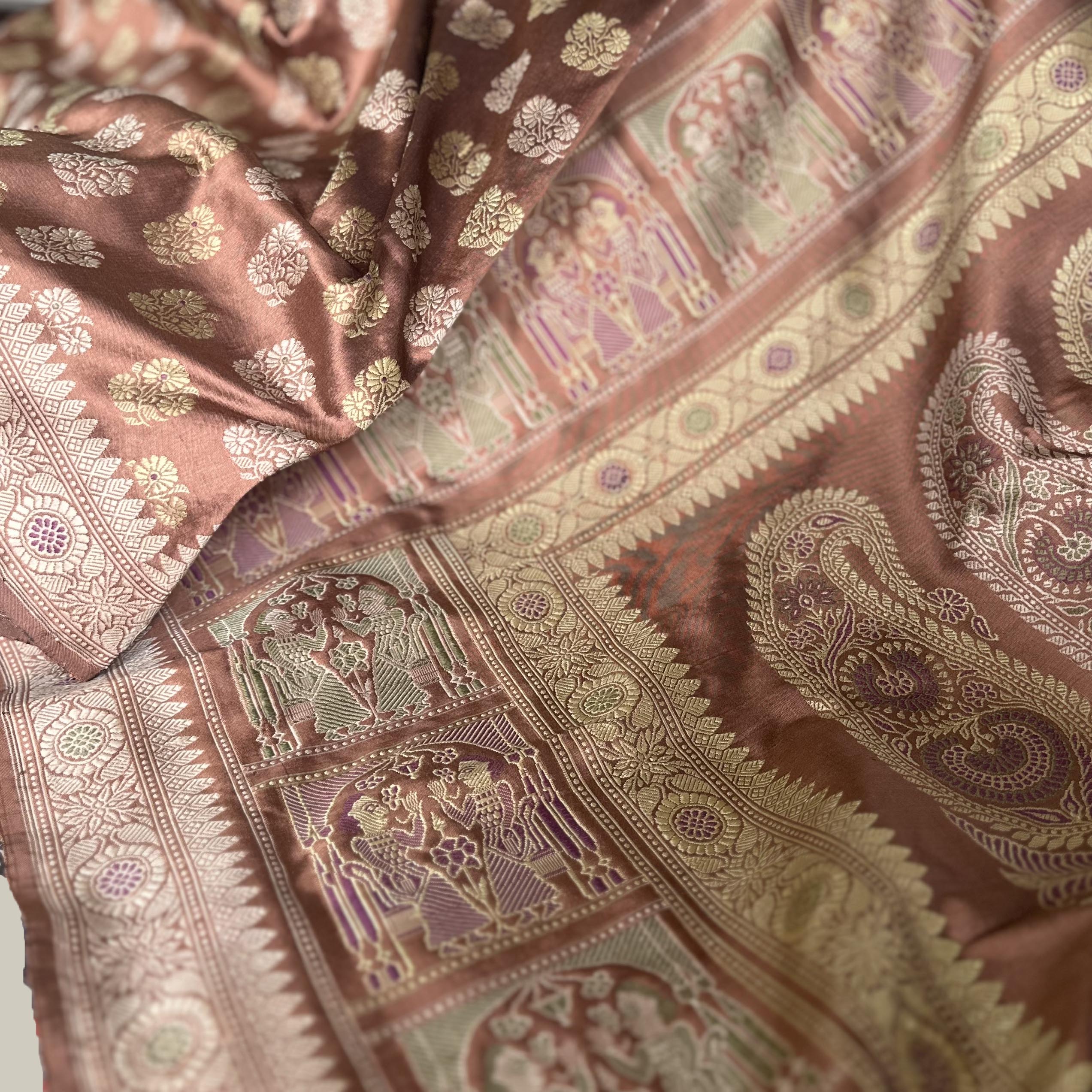 Chestnut Rose Butidar Baluchari from Benaras
