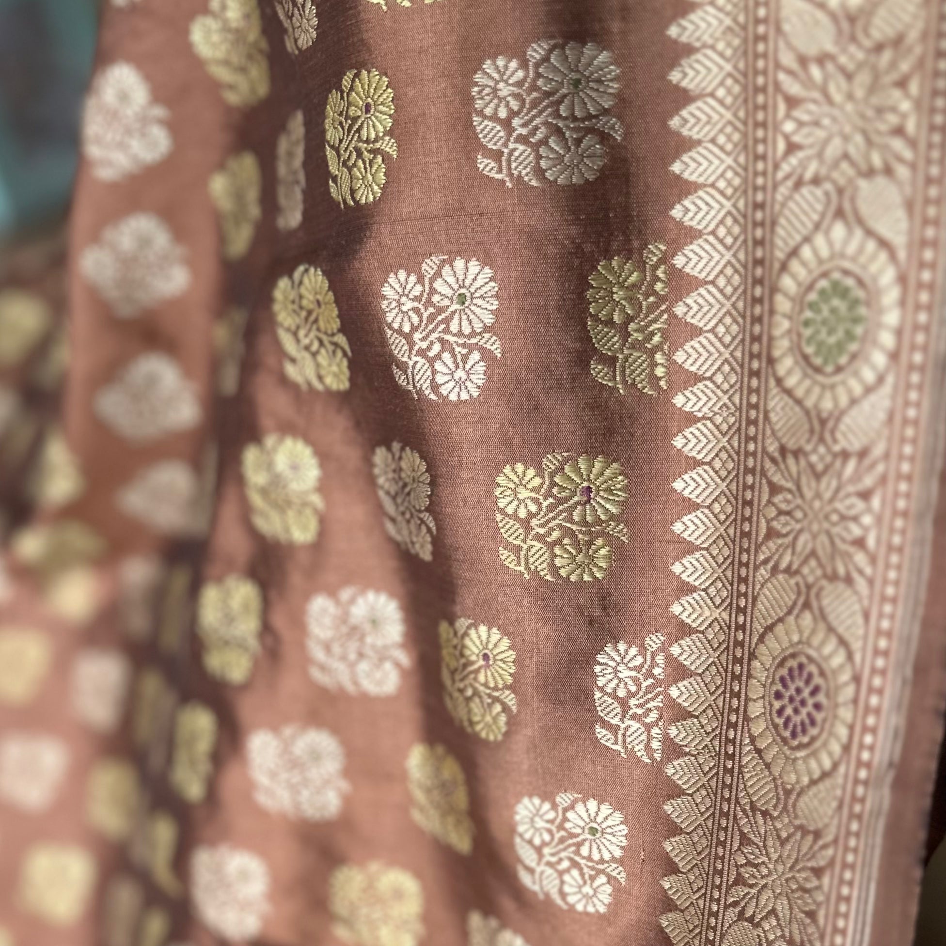 Chestnut Rose Butidar Baluchari from Benaras