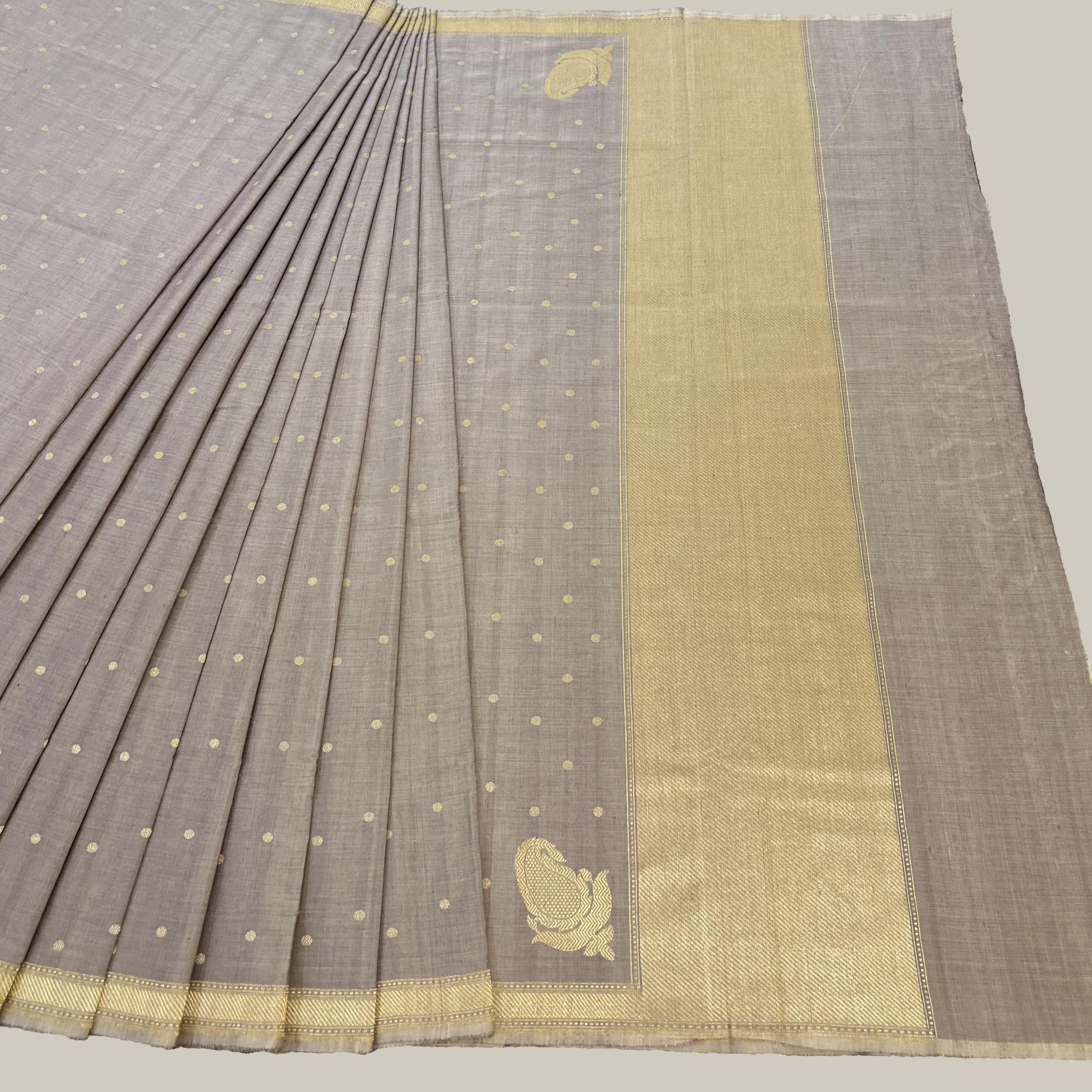 Dusty Lavender Pure Cotton Natural Dyed Benarasi