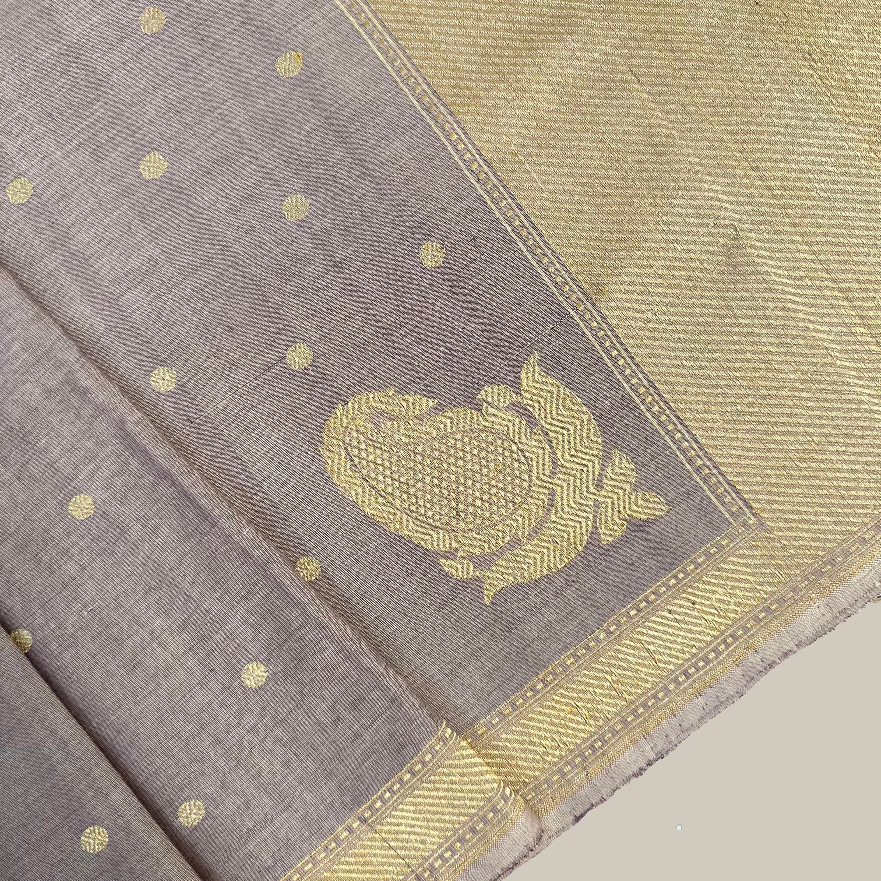 Dusty Lavender Pure Cotton Natural Dyed Benarasi