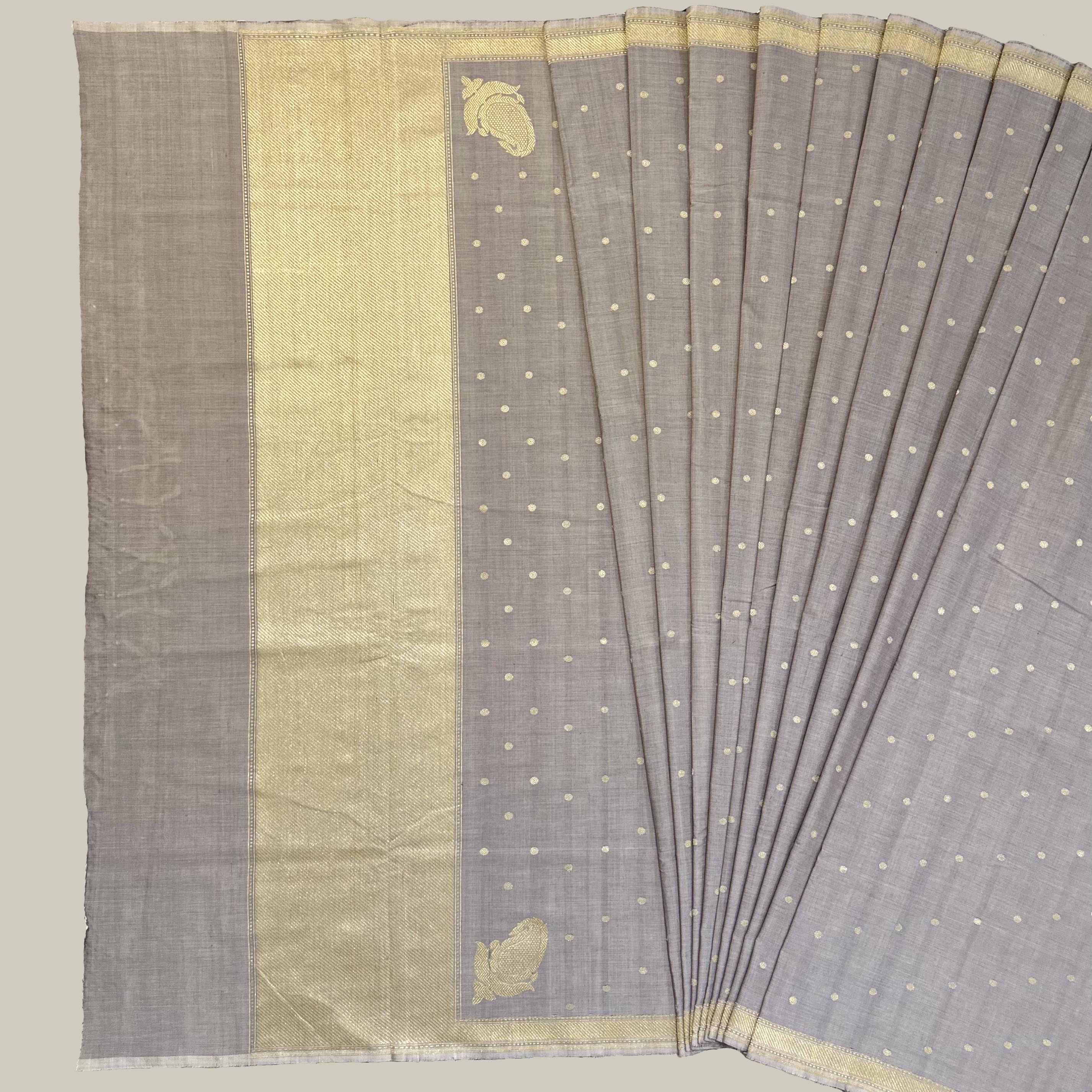 Dusty Lavender Pure Cotton Natural Dyed Benarasi