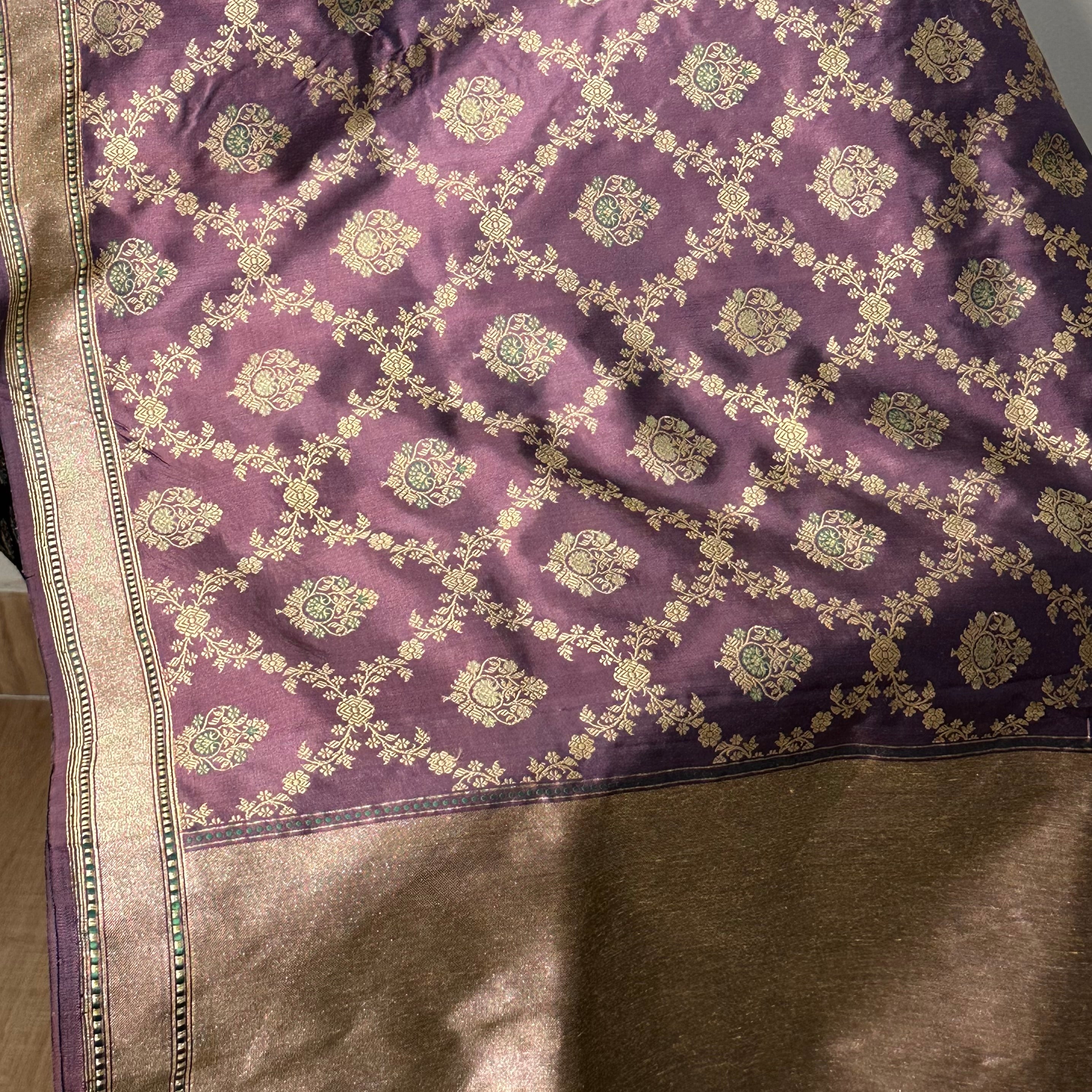 Purple shot colour Khadwa Jaal Benarasi