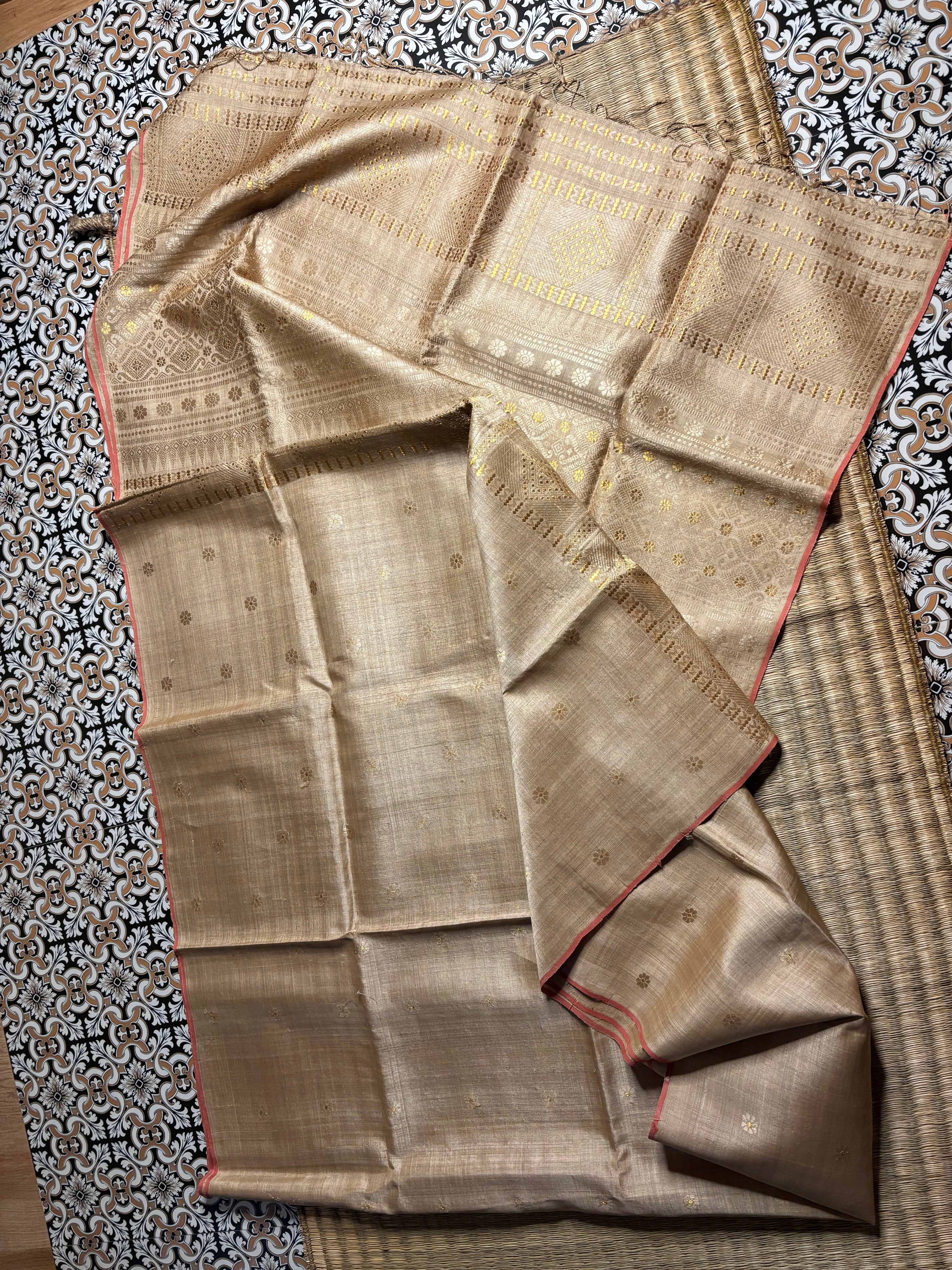 Heirloom Pure Assam Muga Saree with Muga Extra Weft and Zari Mina