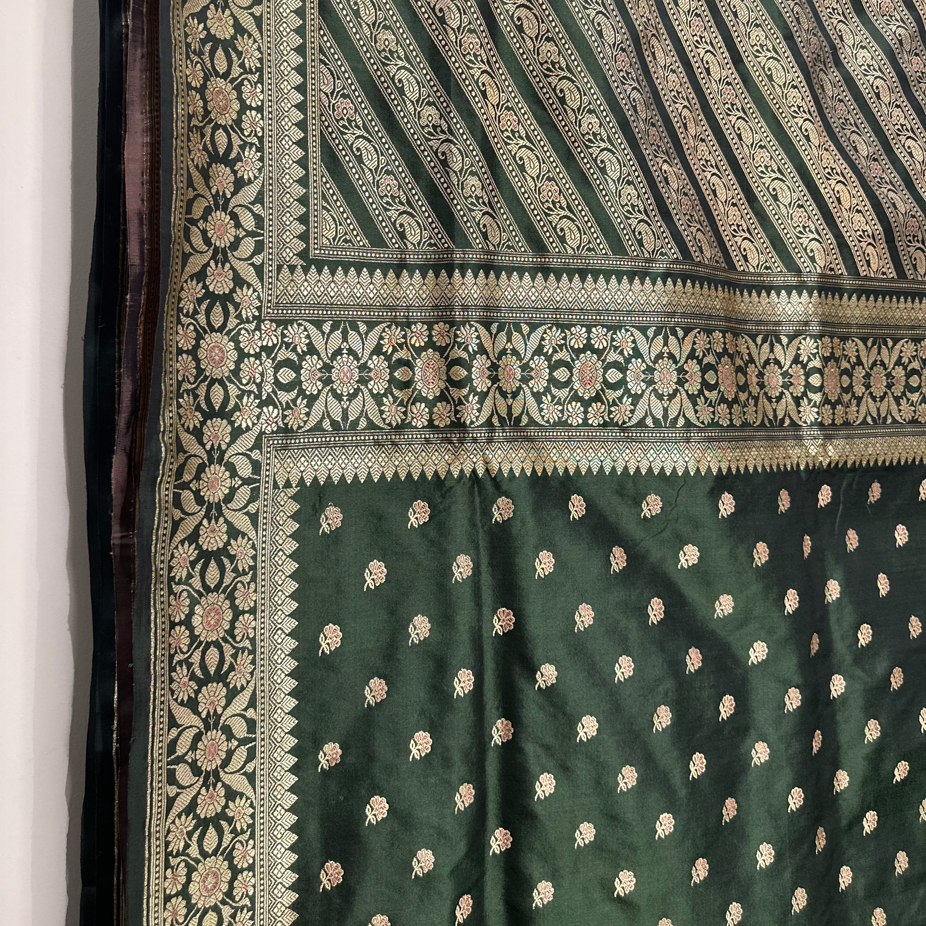 Moss Green Baluchari with Minakari